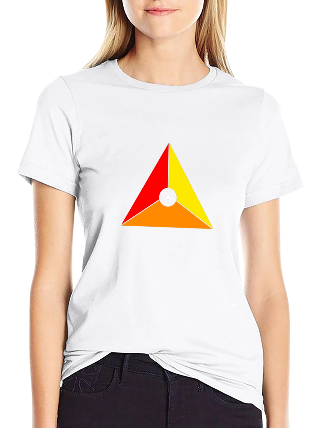 Geometric Triangle Design Black T-Shirt