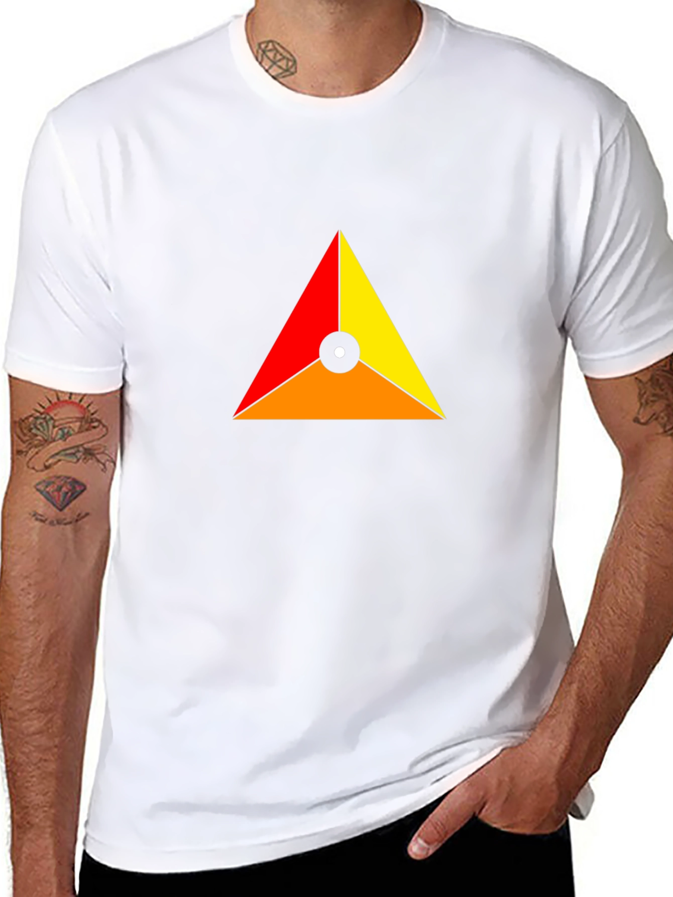 Geometric Triangle Design Black T-Shirt