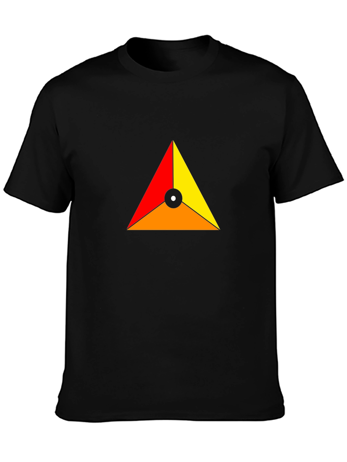 Geometric Triangle Design Black T-Shirt