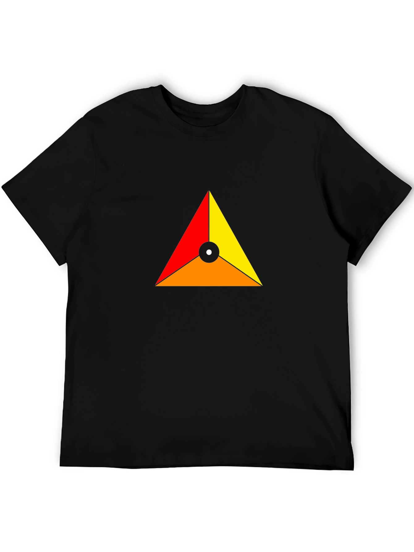 Geometric Triangle Design Black T-Shirt