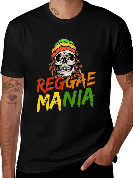 Reggae Mania Graphic Tee - Skull & Rasta Colors