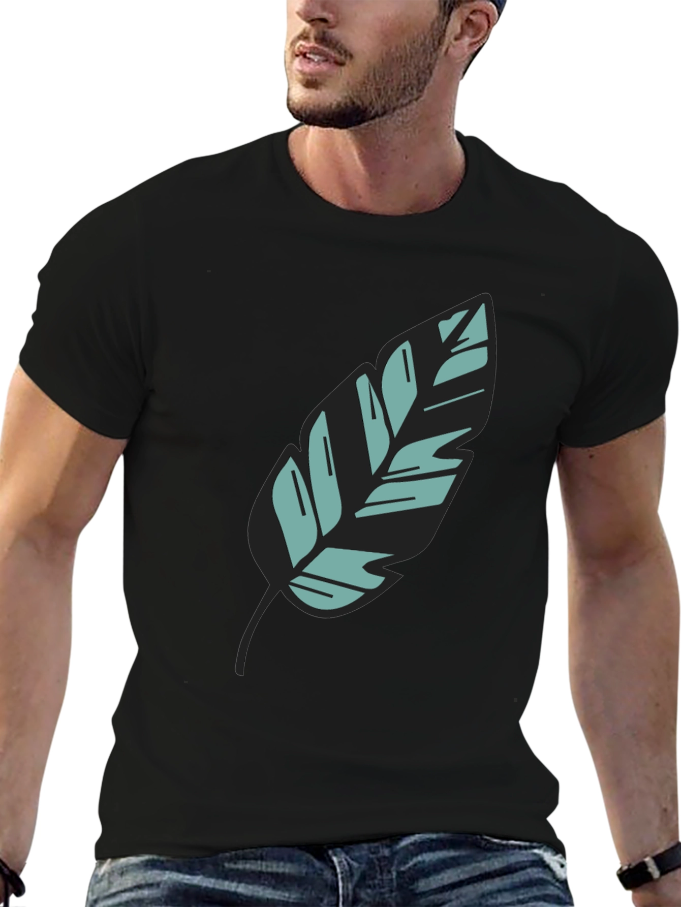Leaf Graphic Black Tee - Stylish Casual Wear
