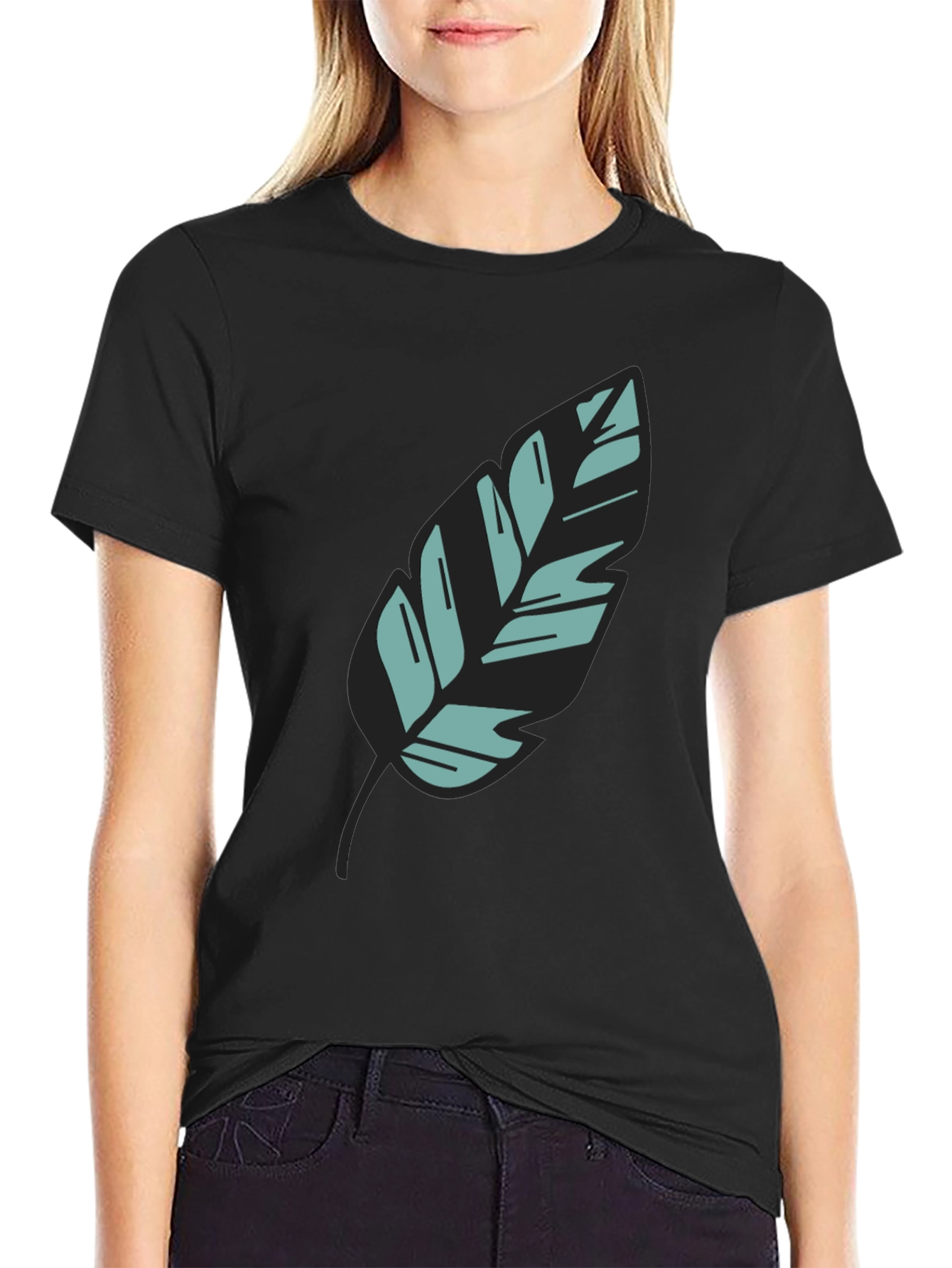 Leaf Graphic Black Tee - Stylish Casual Wear