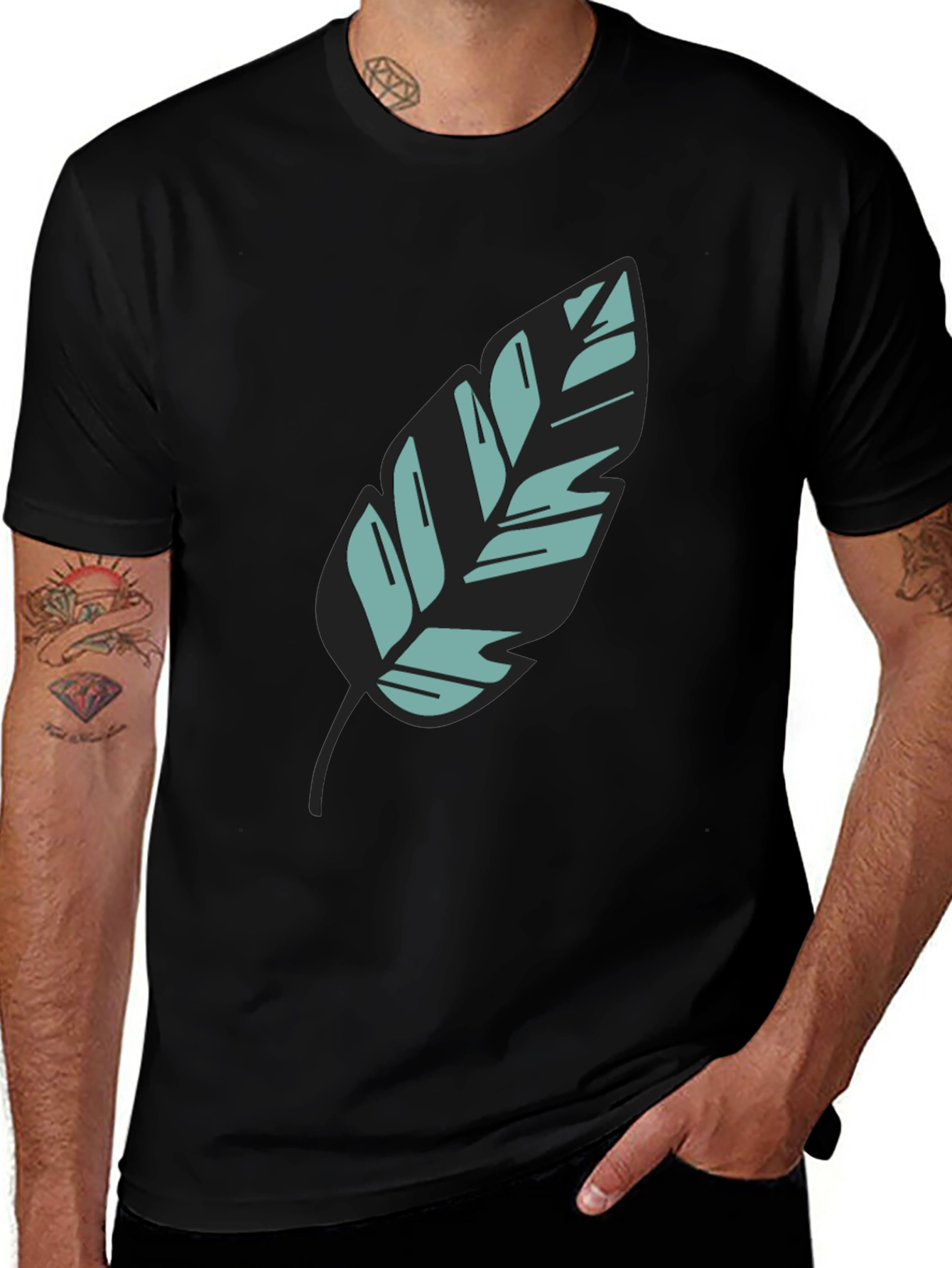 Leaf Graphic Black Tee - Stylish Casual Wear