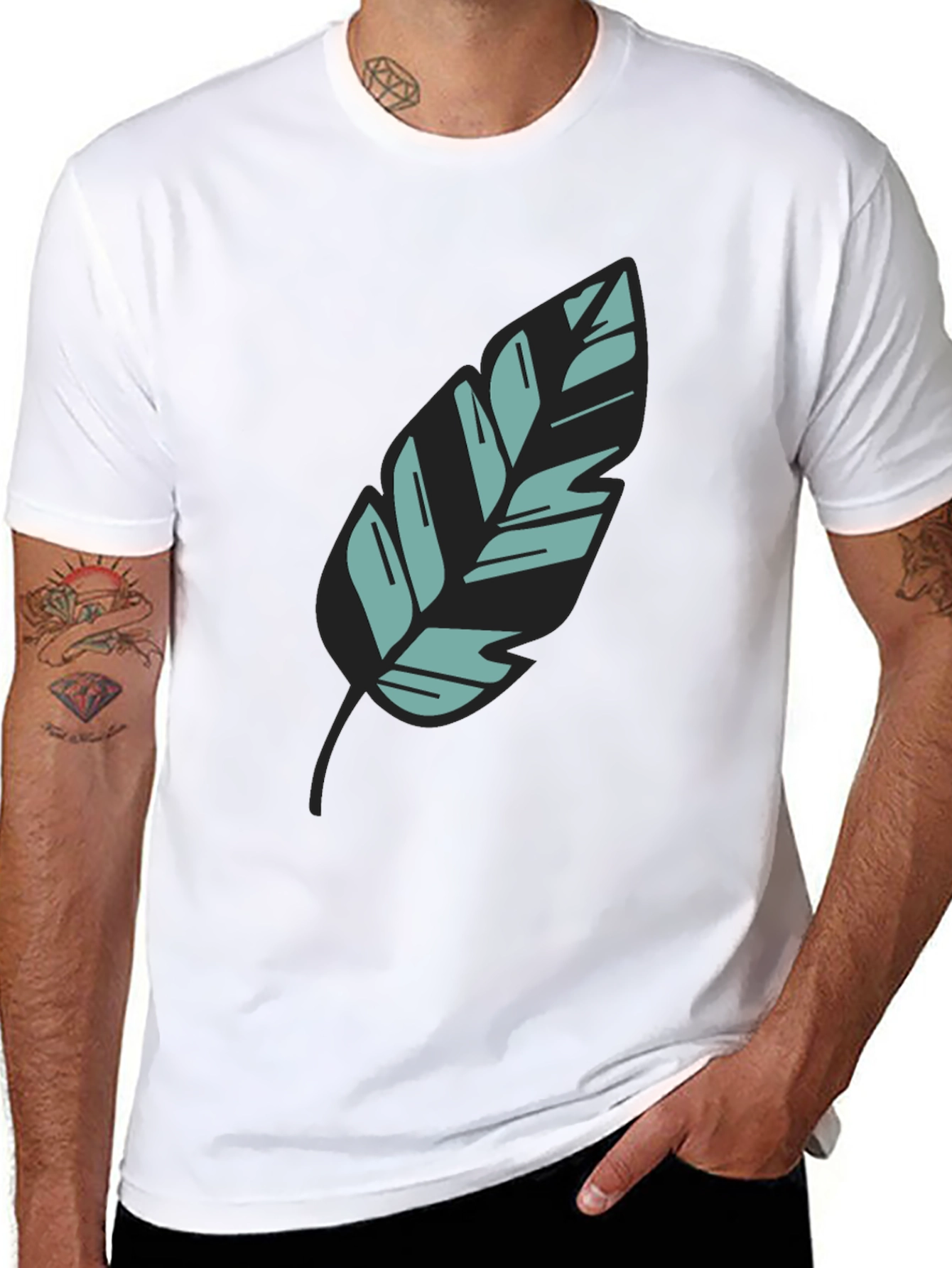 Leaf Graphic Black Tee - Stylish Casual Wear