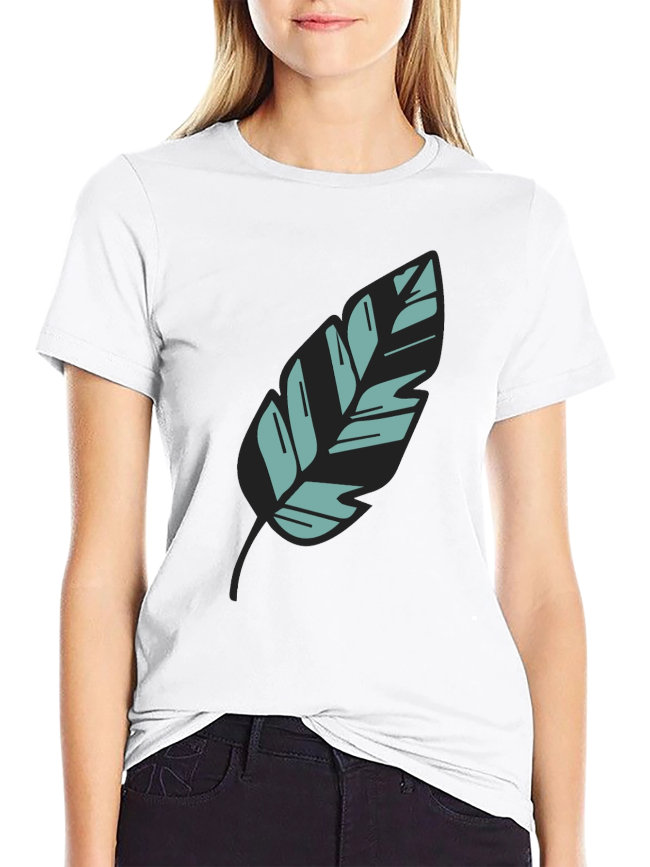 Leaf Graphic Black Tee - Stylish Casual Wear