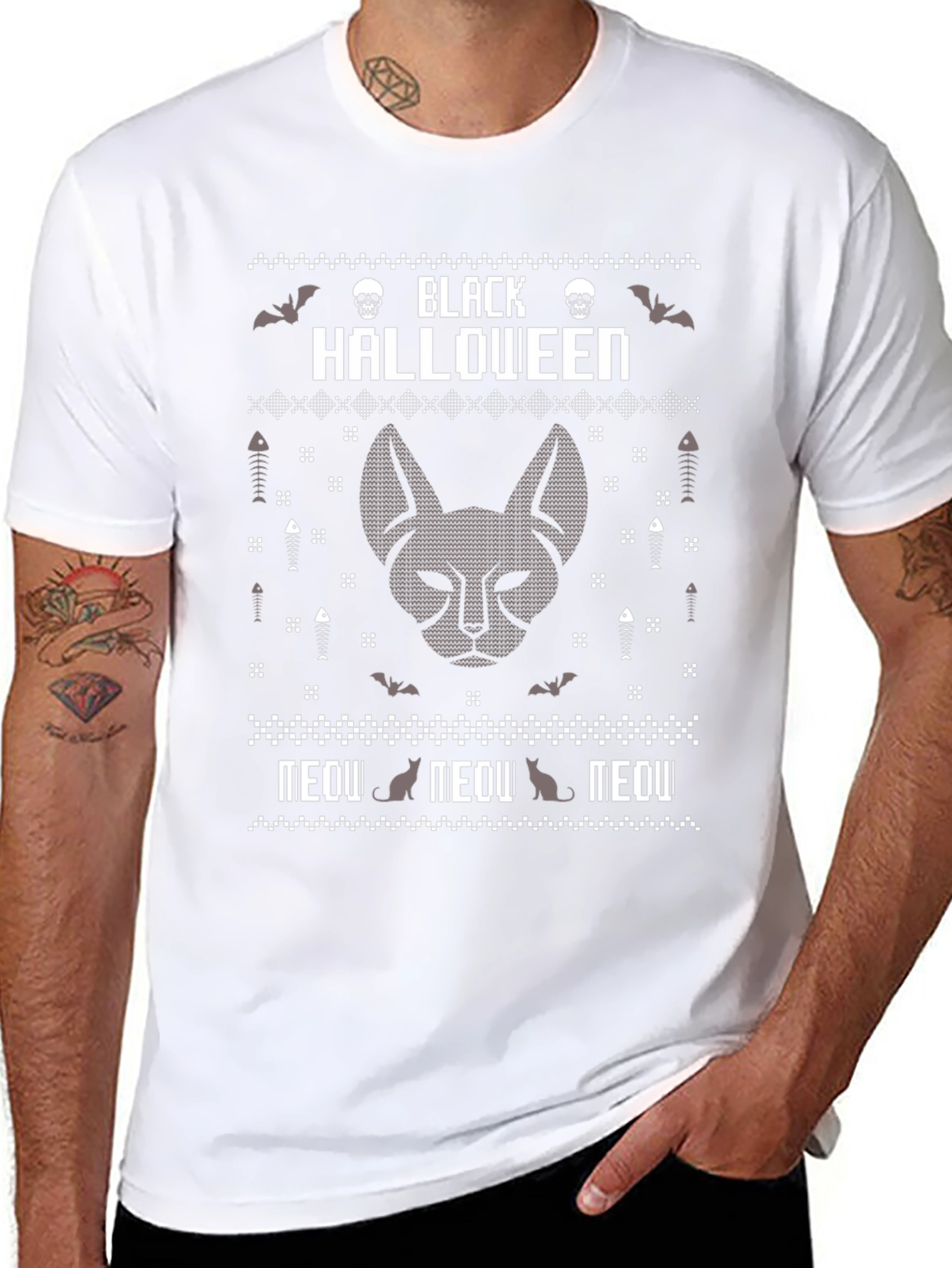 Black Halloween Cat T-Shirt