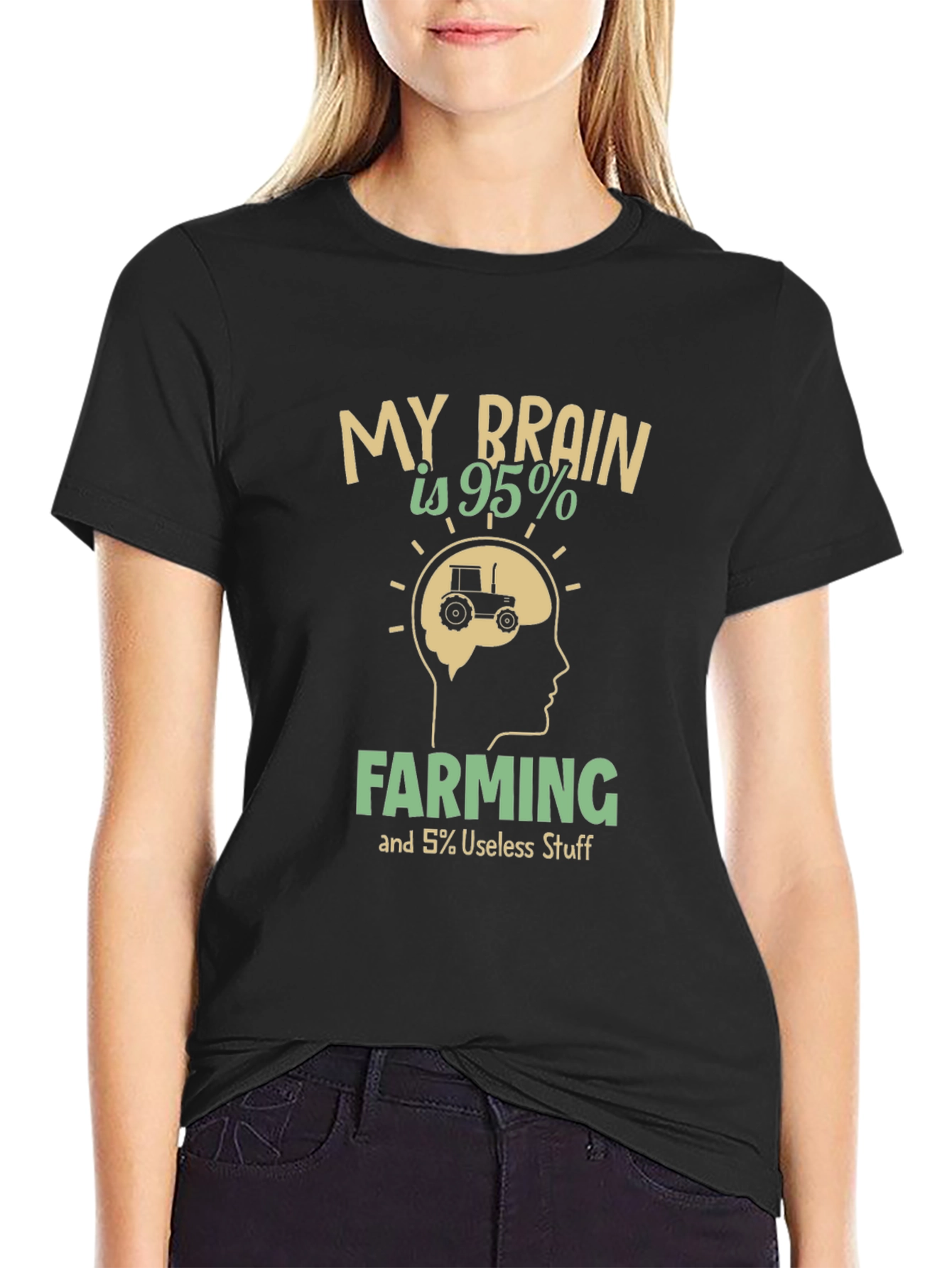Farming Brain T-Shirt - 95% Farming Humor Tee