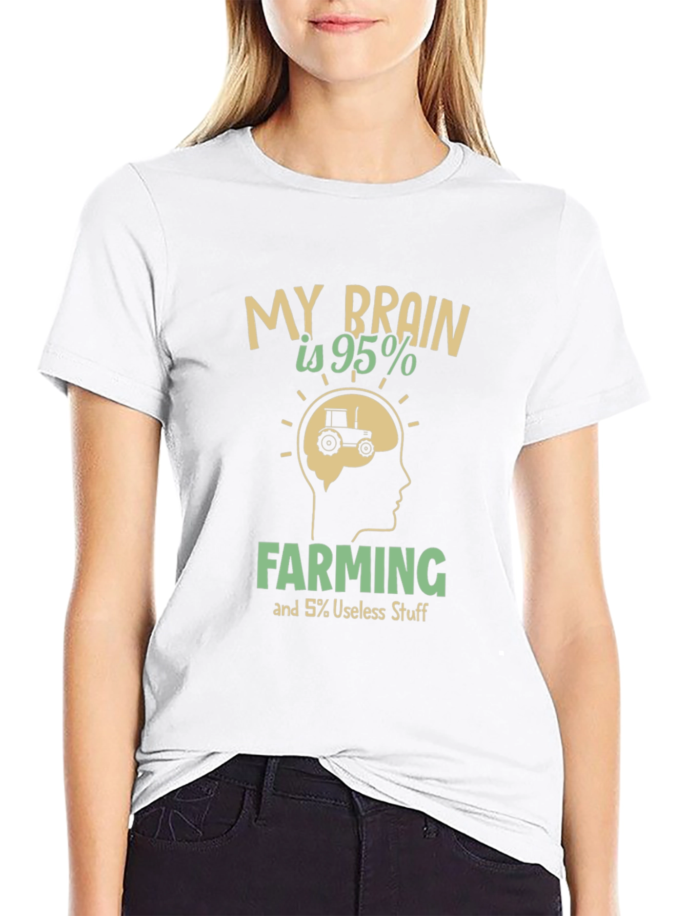Farming Brain T-Shirt - 95% Farming Humor Tee