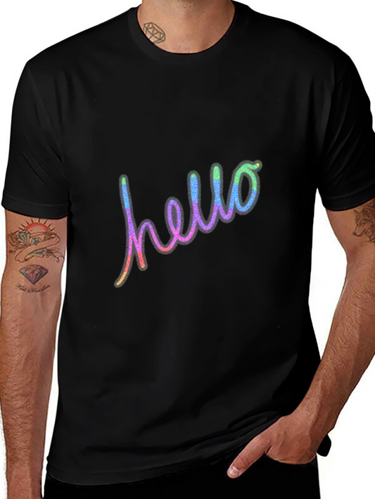 Hello Graphic Tee - Casual Cotton Blend T-Shirt