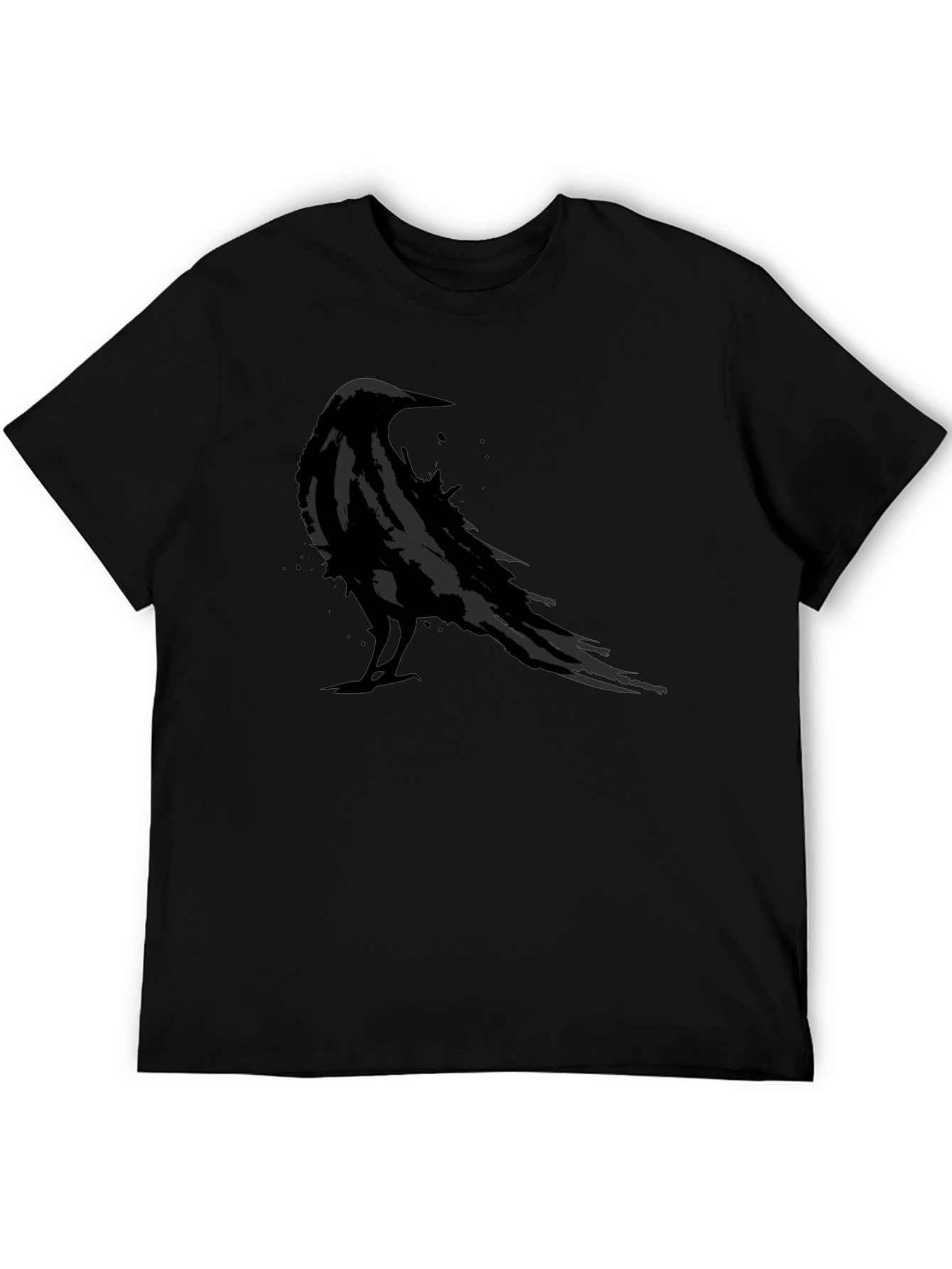 Mens Black Raven Graphic Tee - Stylish Bird Design