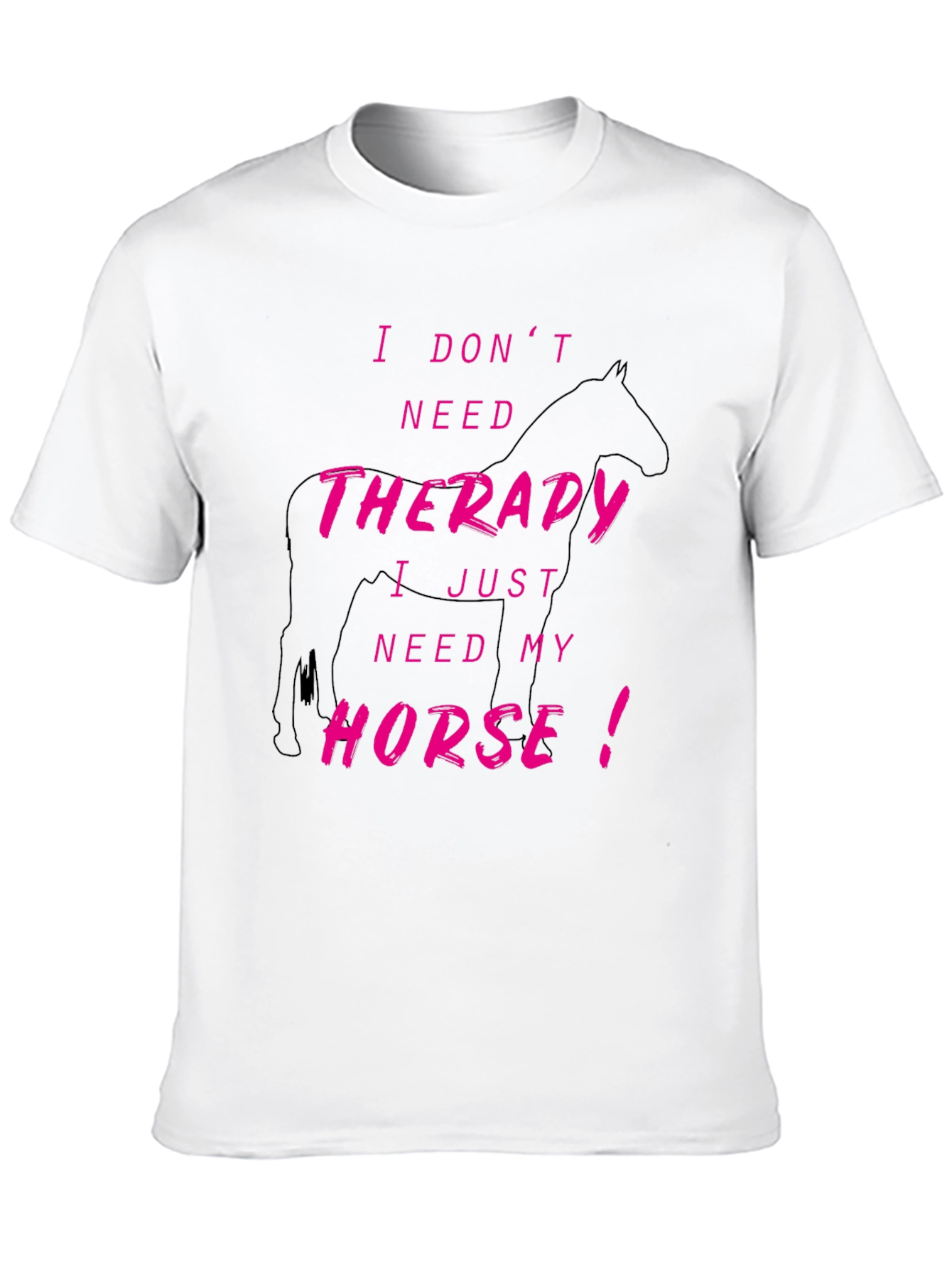 Horse Therapy Graphic Tee - Black Cotton T-Shirt