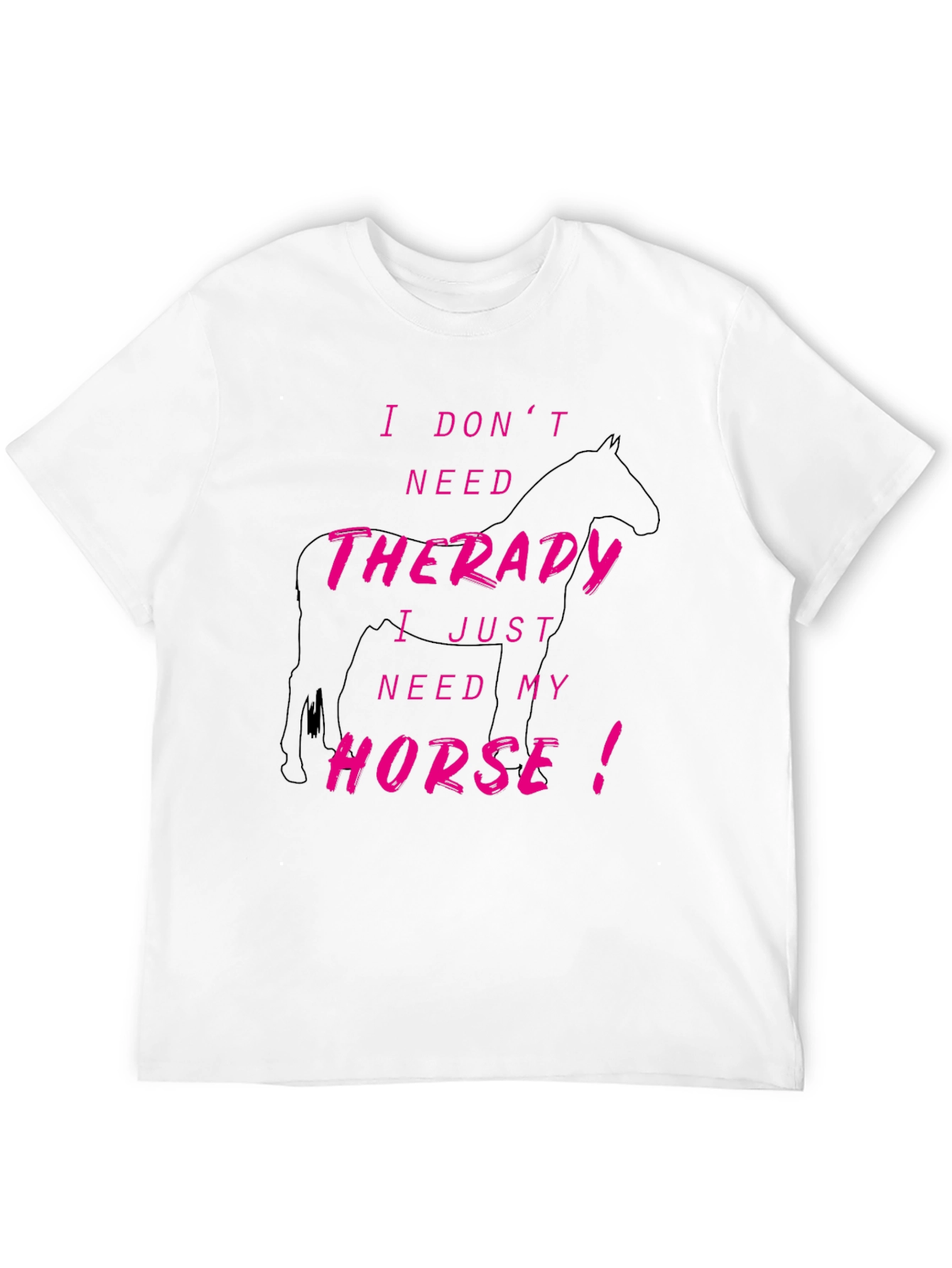 Horse Therapy Graphic Tee - Black Cotton T-Shirt