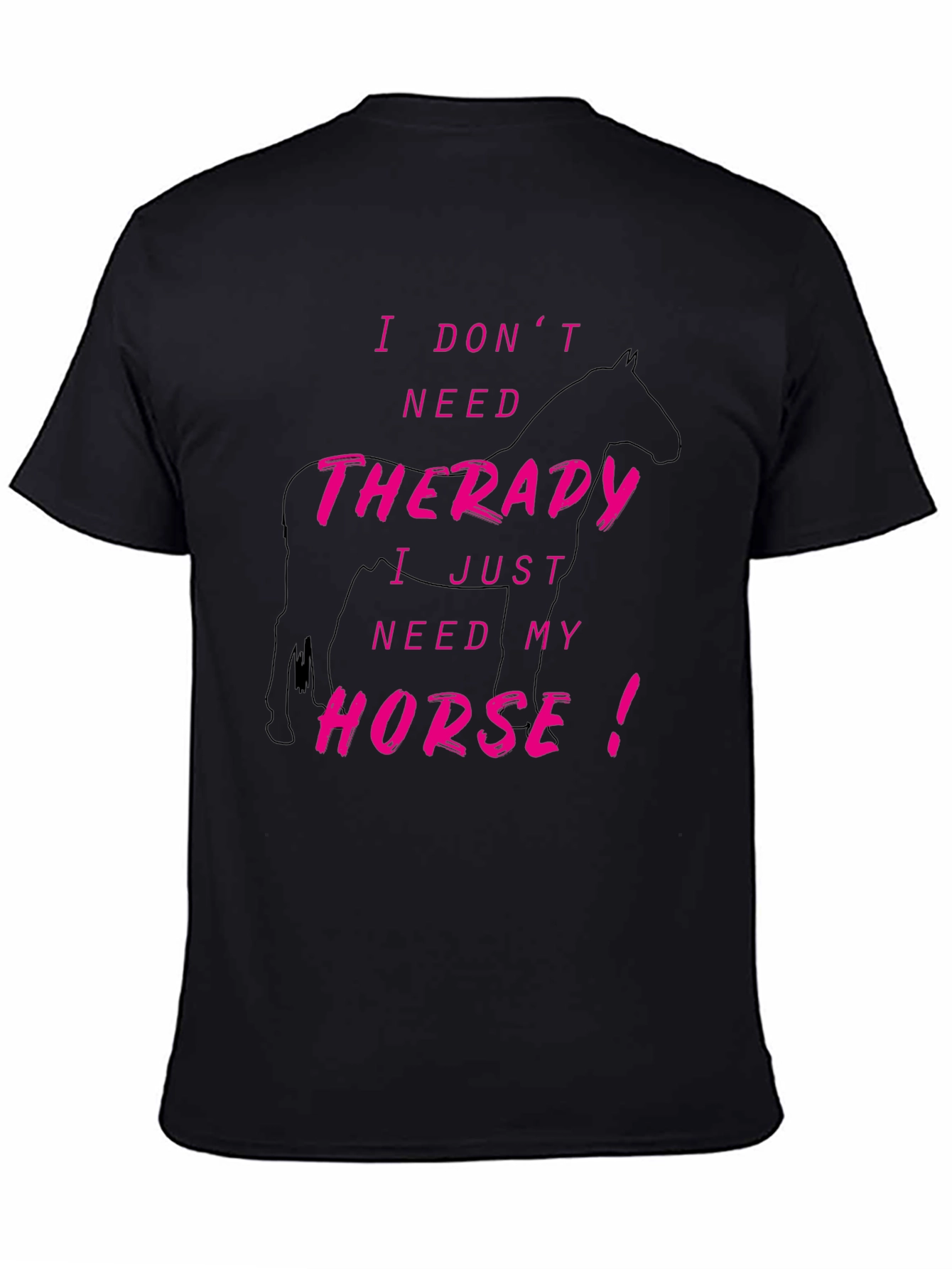 Horse Therapy Graphic Tee - Black Cotton T-Shirt