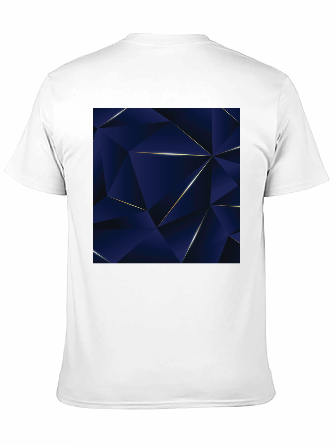 Geometric Blue Triangle Pattern Black T-Shirt