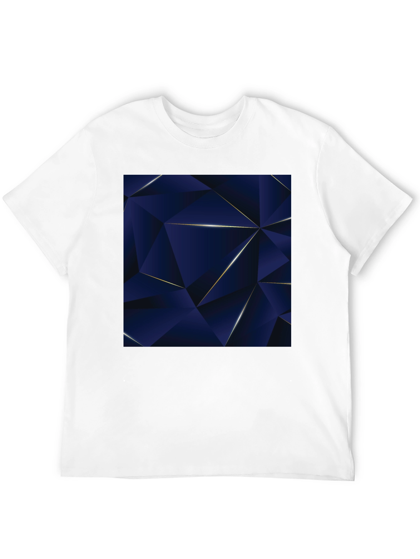 Geometric Blue Triangle Pattern Black T-Shirt