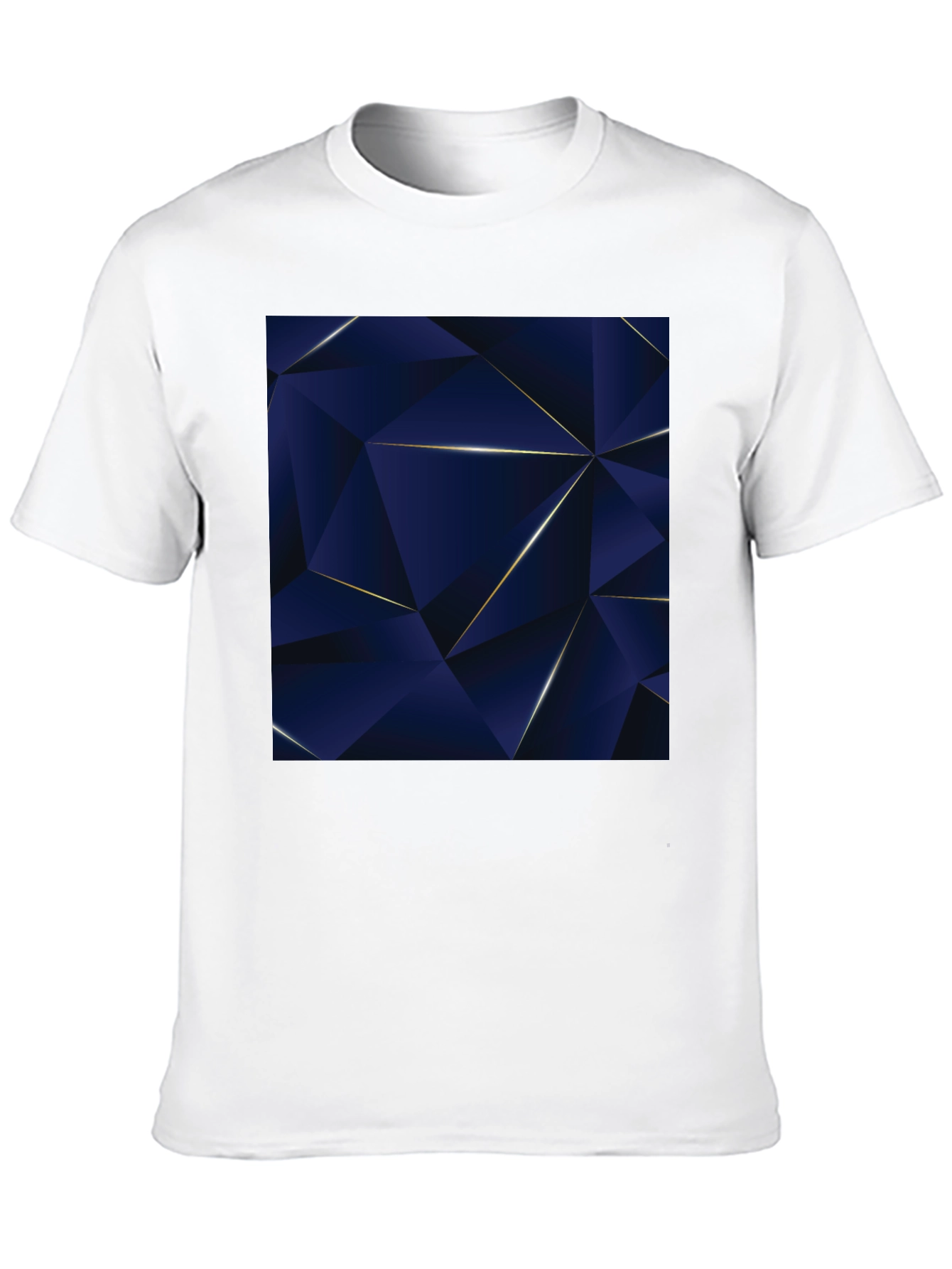 Geometric Blue Triangle Pattern Black T-Shirt