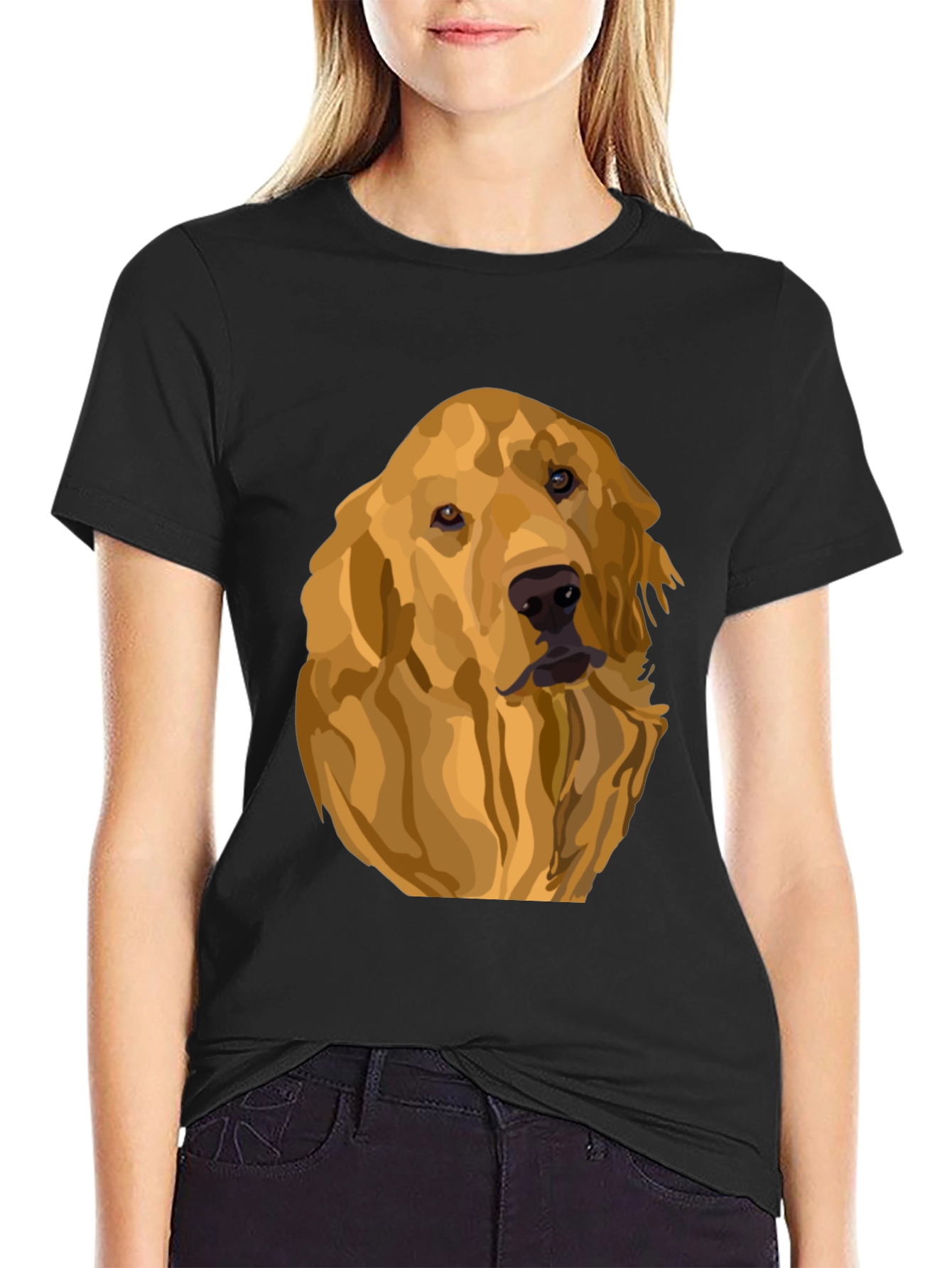 Golden Retriever Dog Graphic Tee - Unisex Black T-Shirt