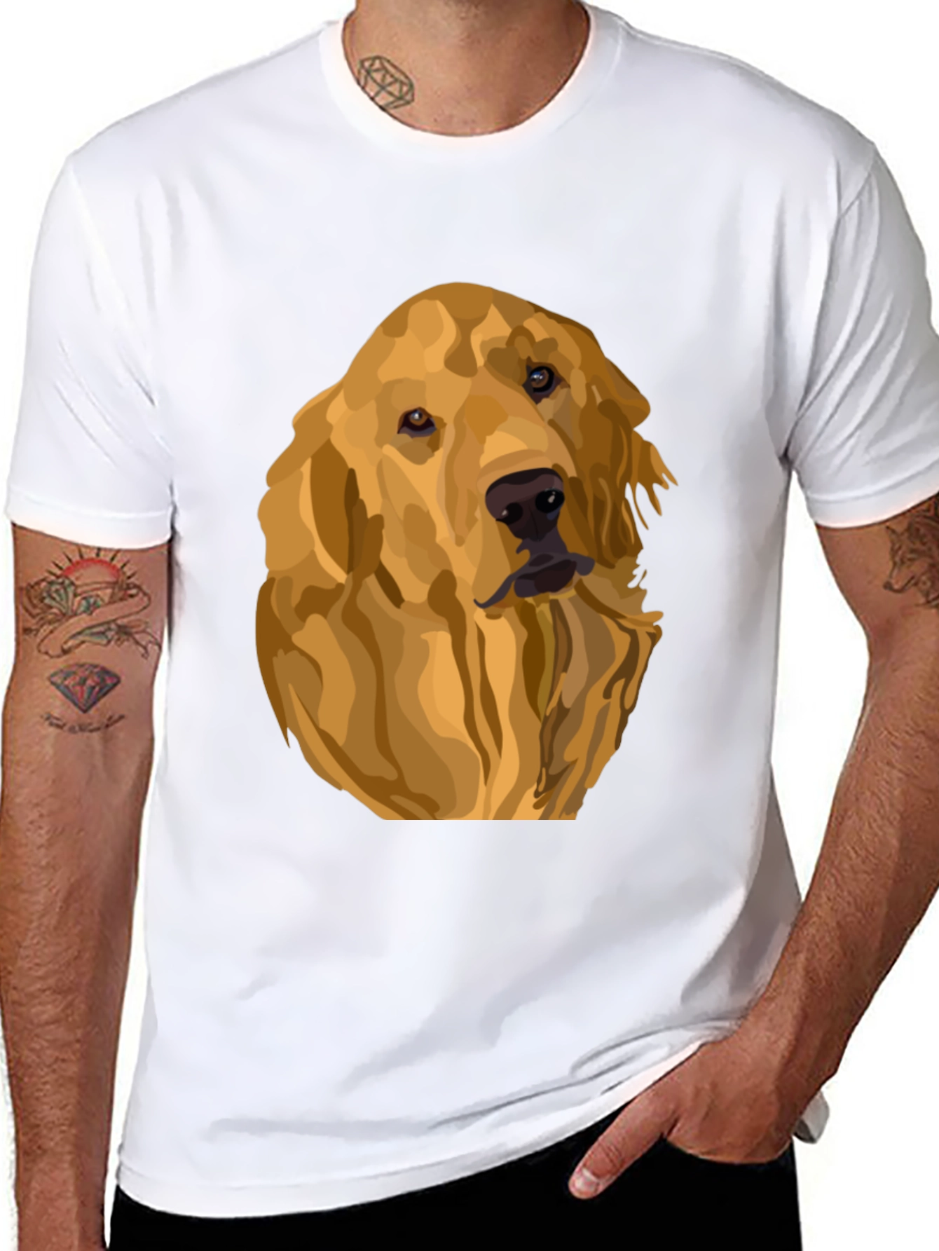 Golden Retriever Dog Graphic Tee - Unisex Black T-Shirt