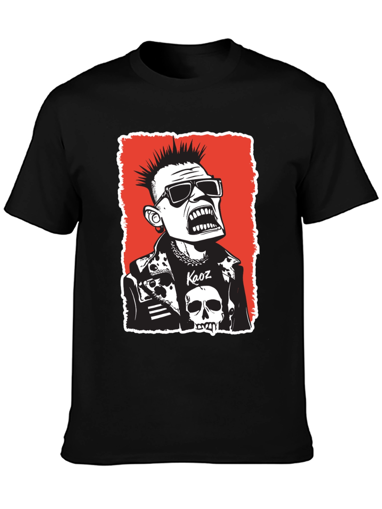 Punk Rock Kaos Graphic Tee - Black
