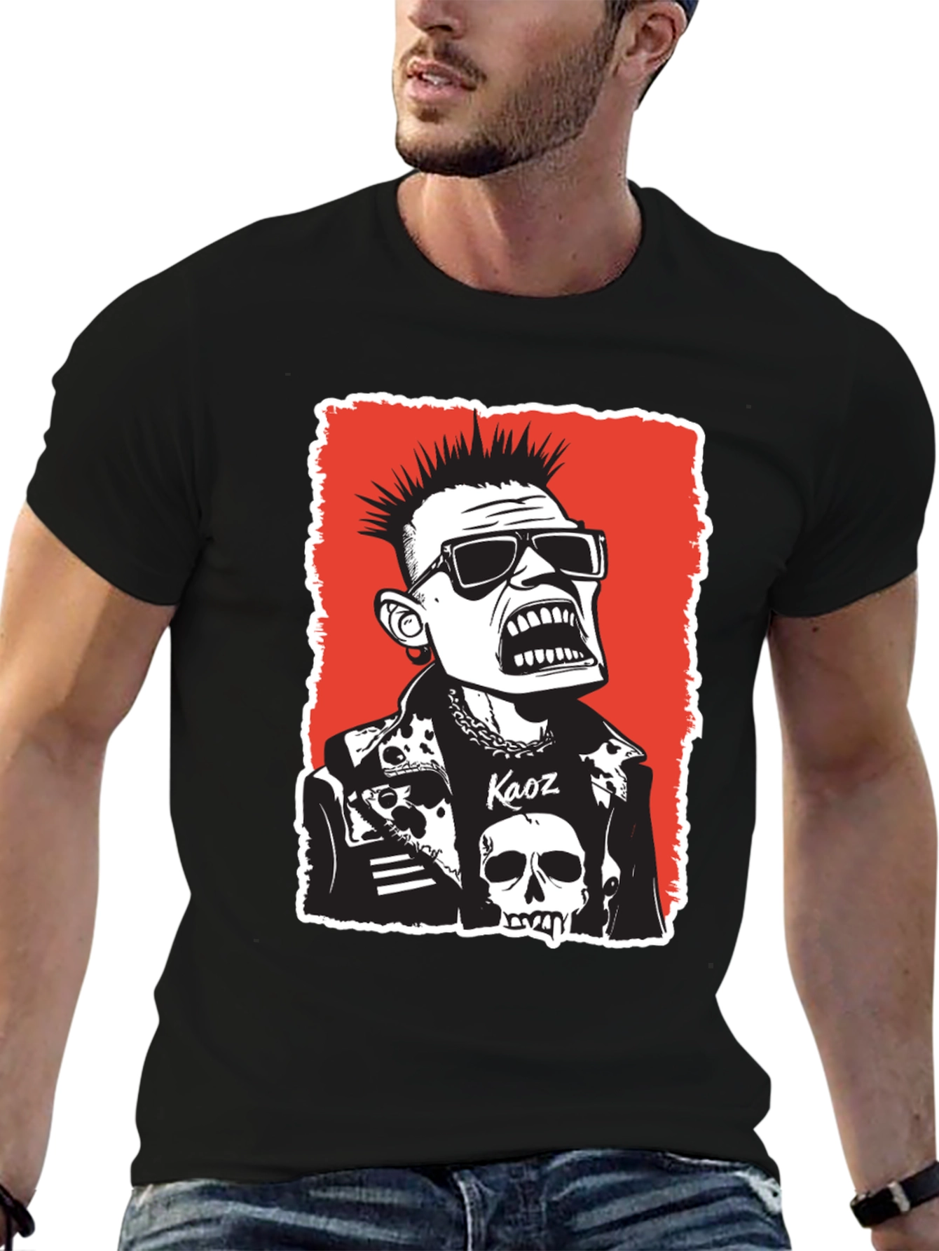 Punk Rock Kaos Graphic Tee - Black