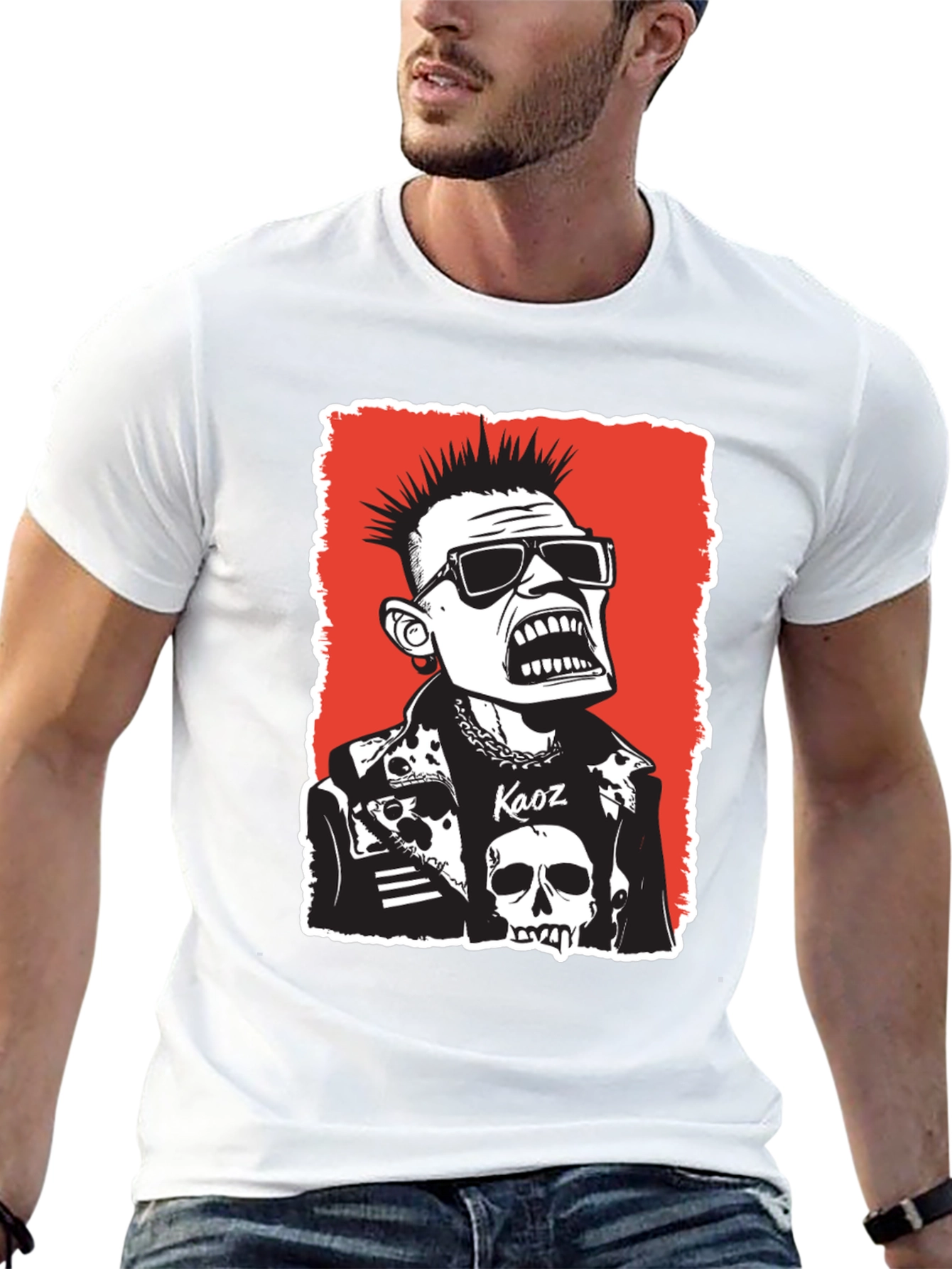 Punk Rock Kaos Graphic Tee - Black