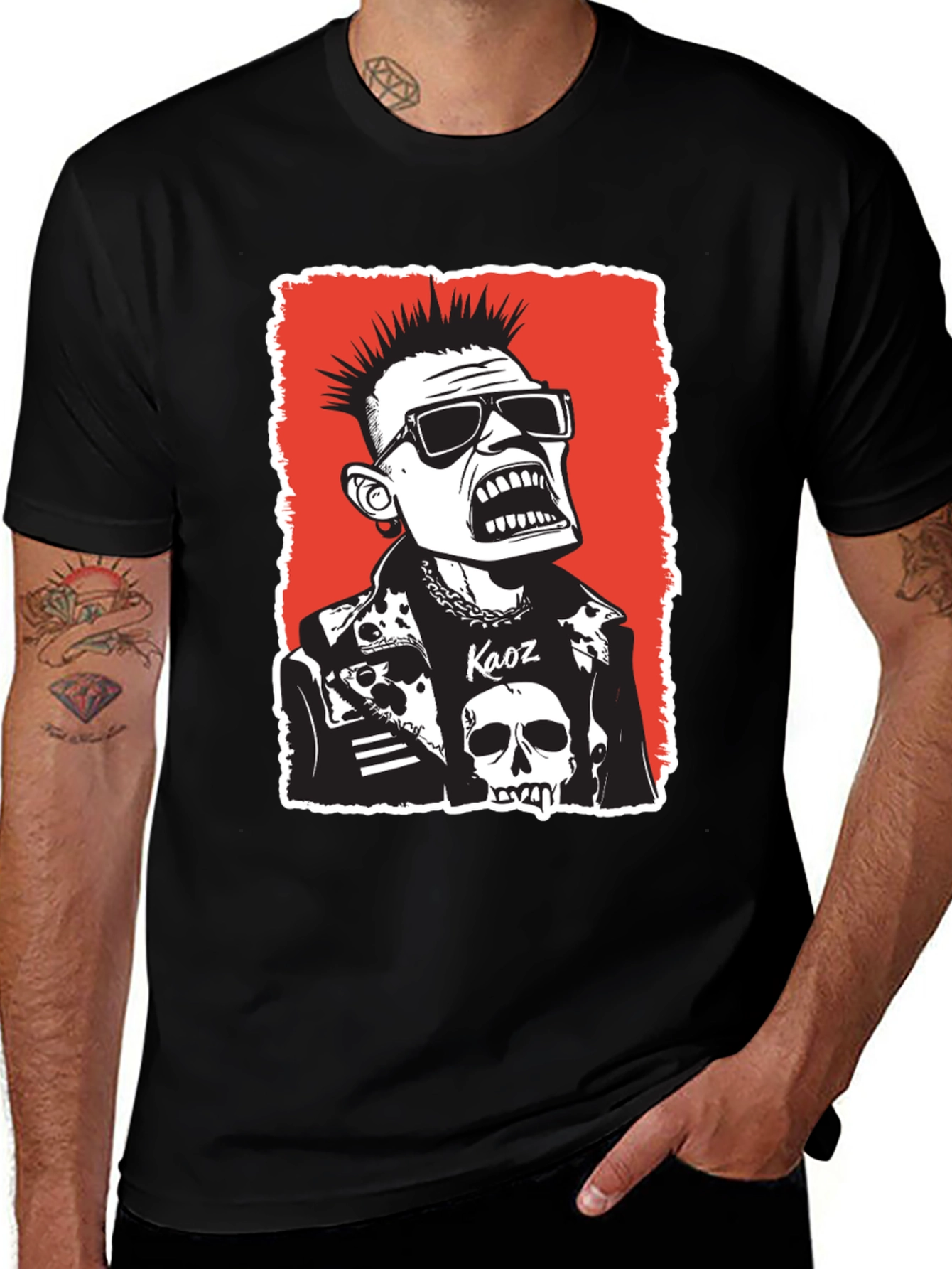 Punk Rock Kaos Graphic Tee - Black