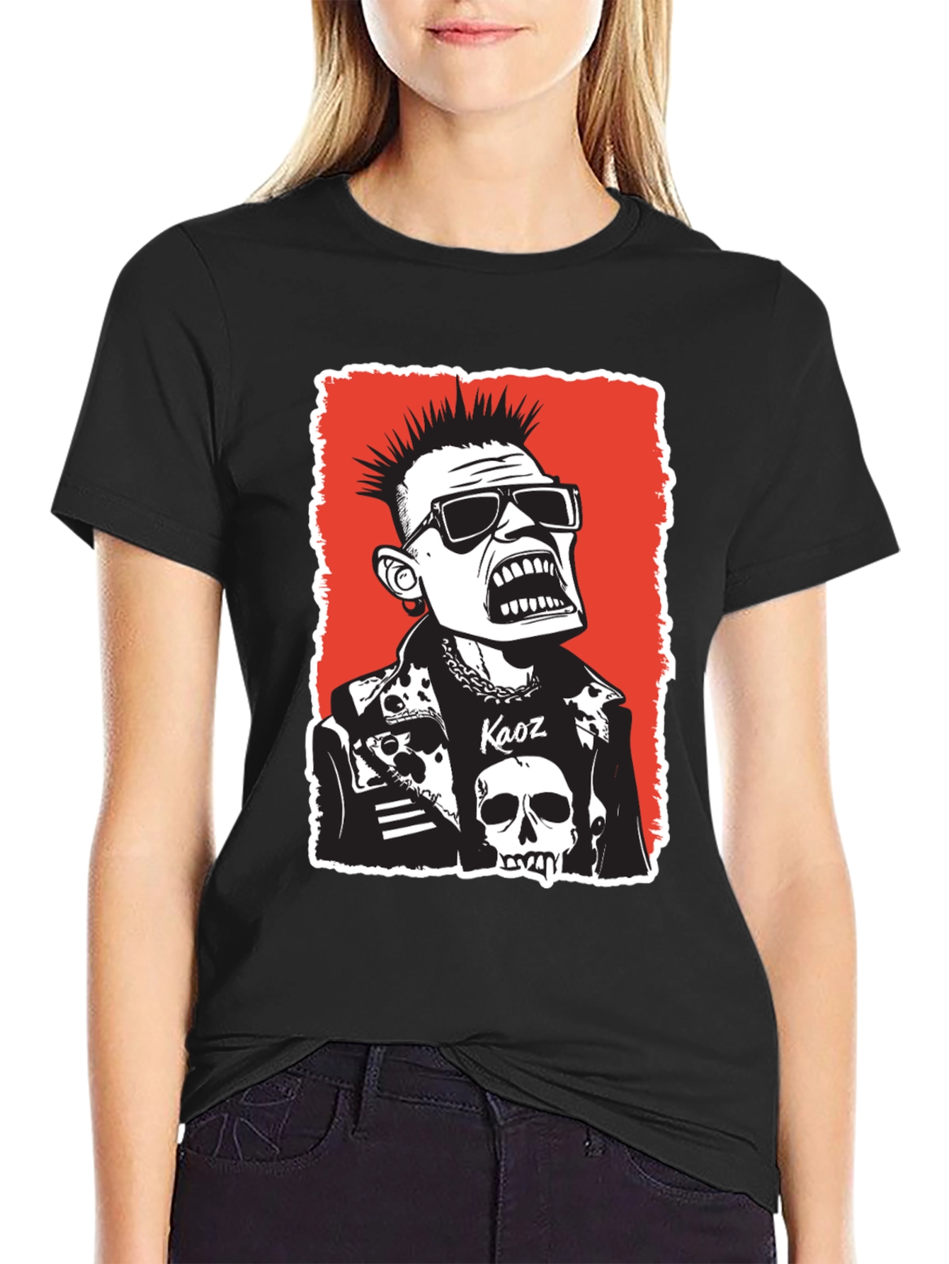 Punk Rock Kaos Graphic Tee - Black