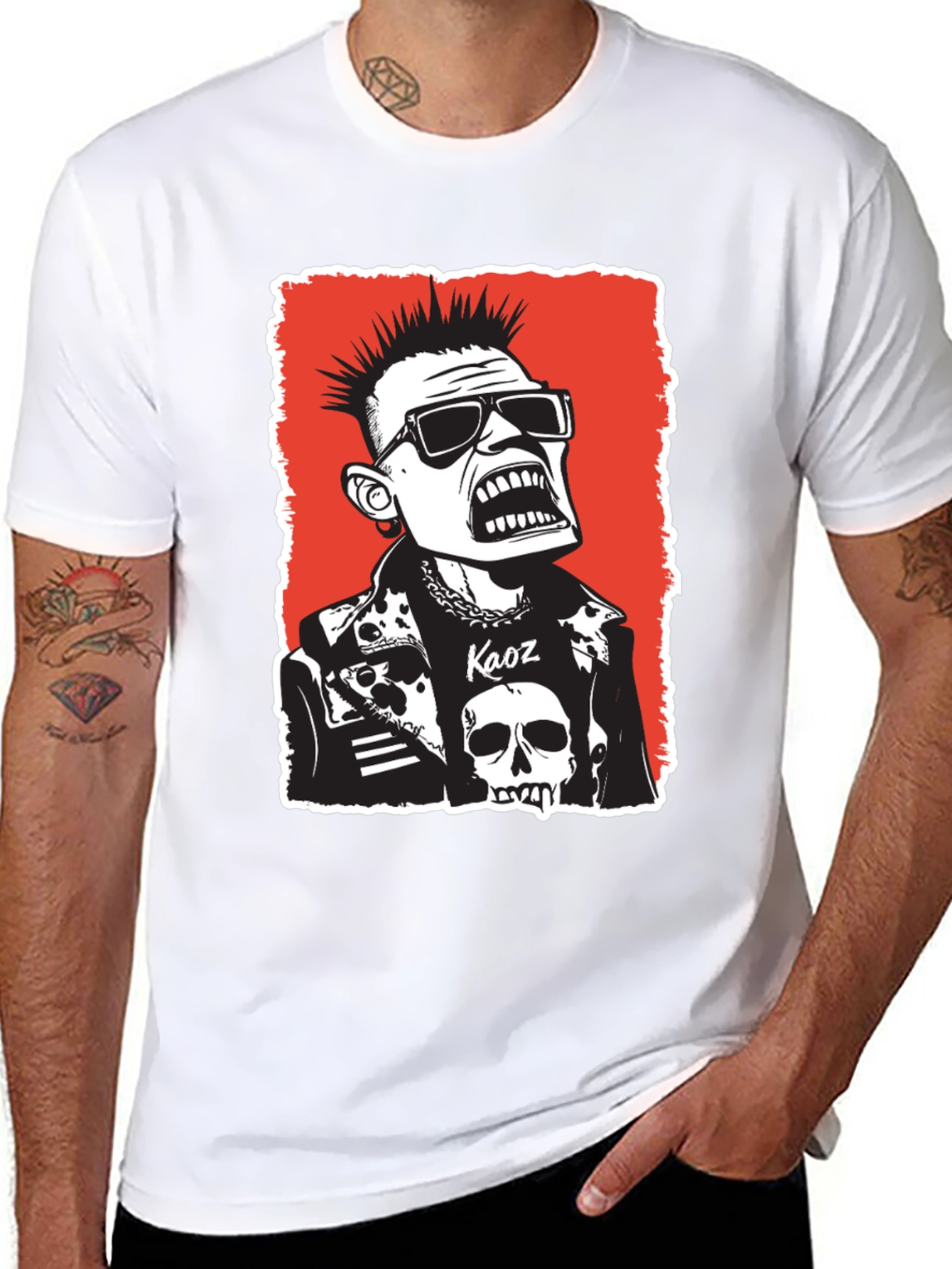 Punk Rock Kaos Graphic Tee - Black
