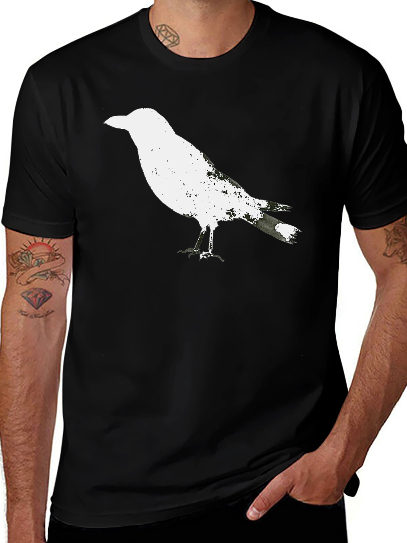 Raven Graphic Tee - Black Cotton T-Shirt
