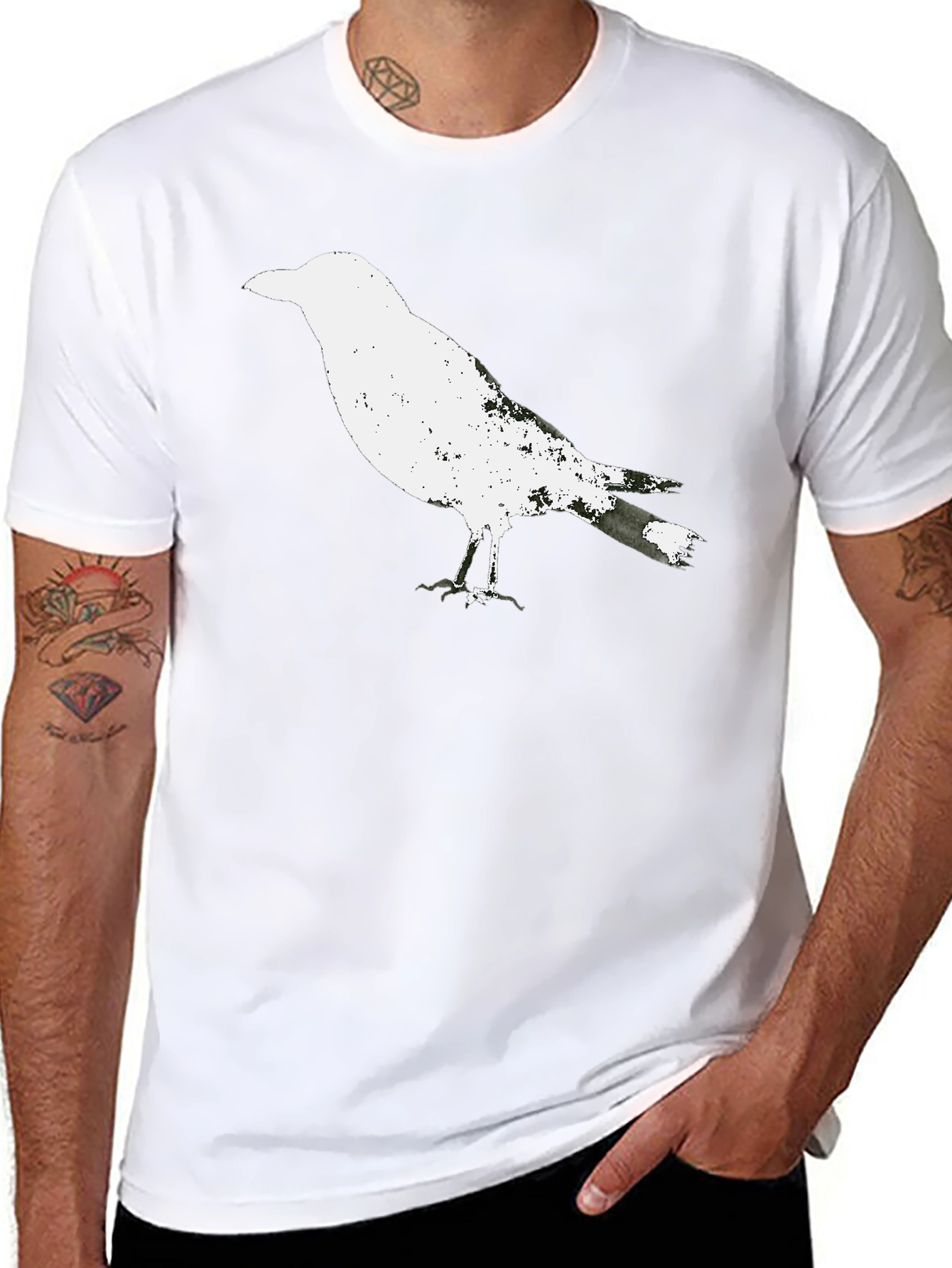 Raven Graphic Tee - Black Cotton T-Shirt