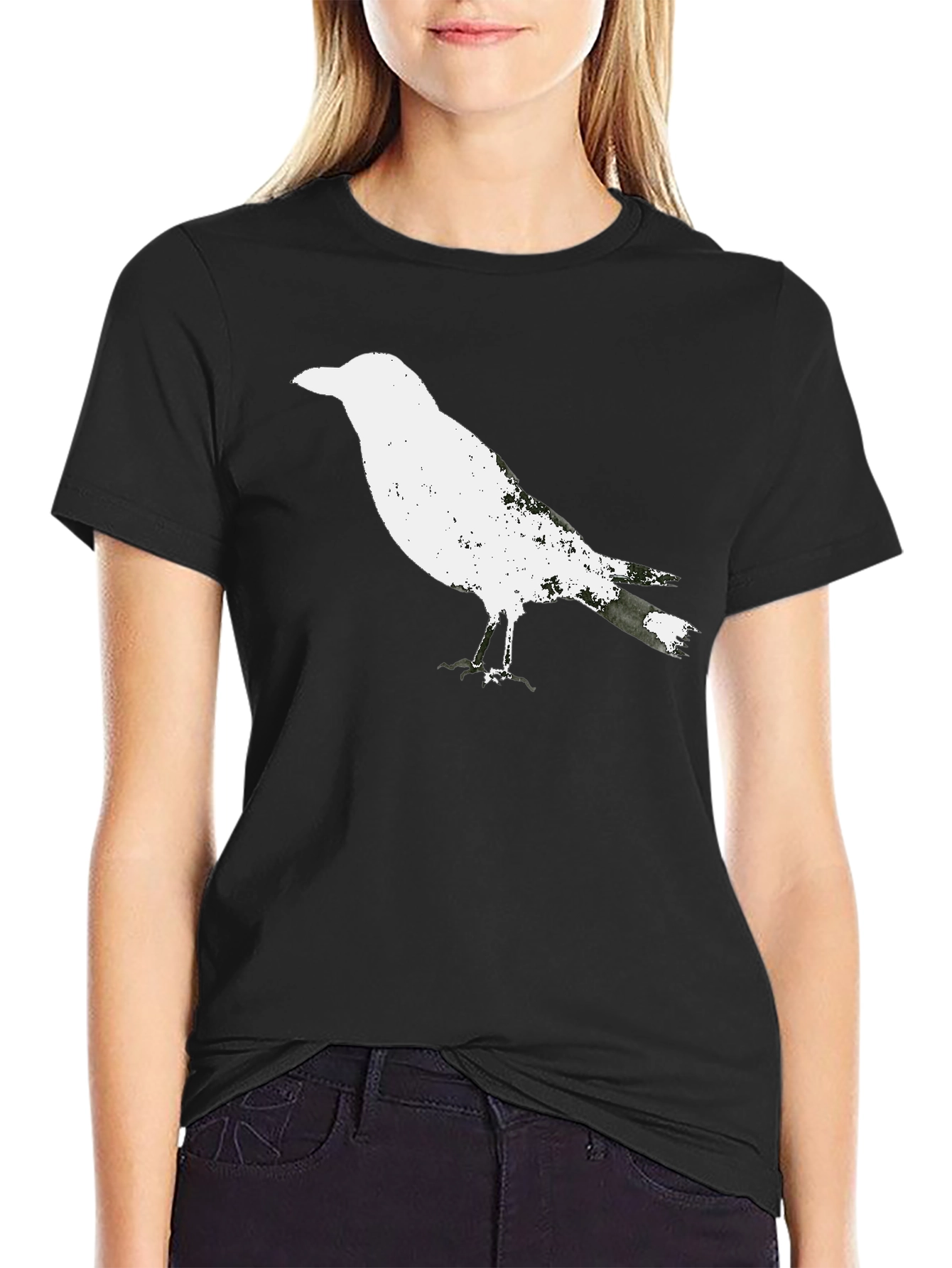 Raven Graphic Tee - Black Cotton T-Shirt