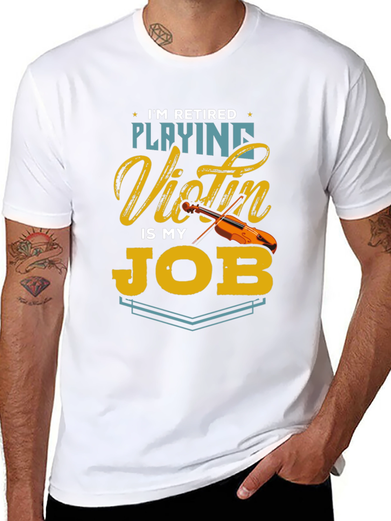 Retired Playing Violin T-Shirt Musician Gift