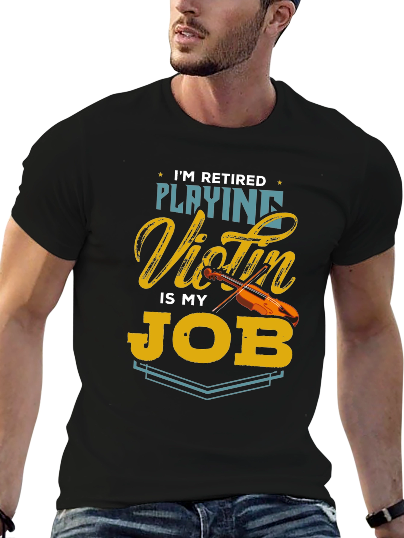 Retired Playing Violin T-Shirt Musician Gift