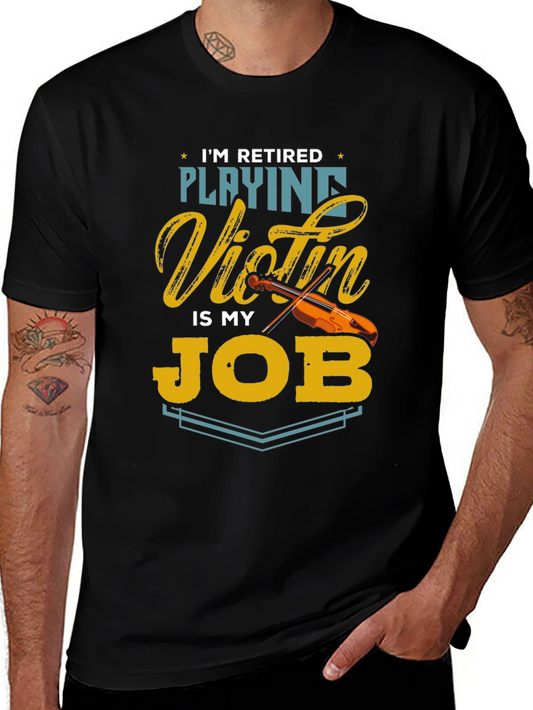 Retired Playing Violin T-Shirt Musician Gift