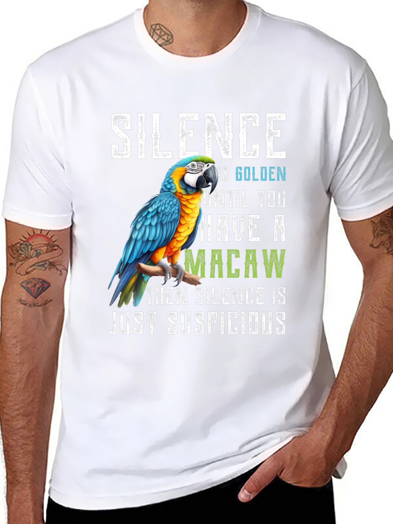 Silence is Golden Macaw T-Shirt