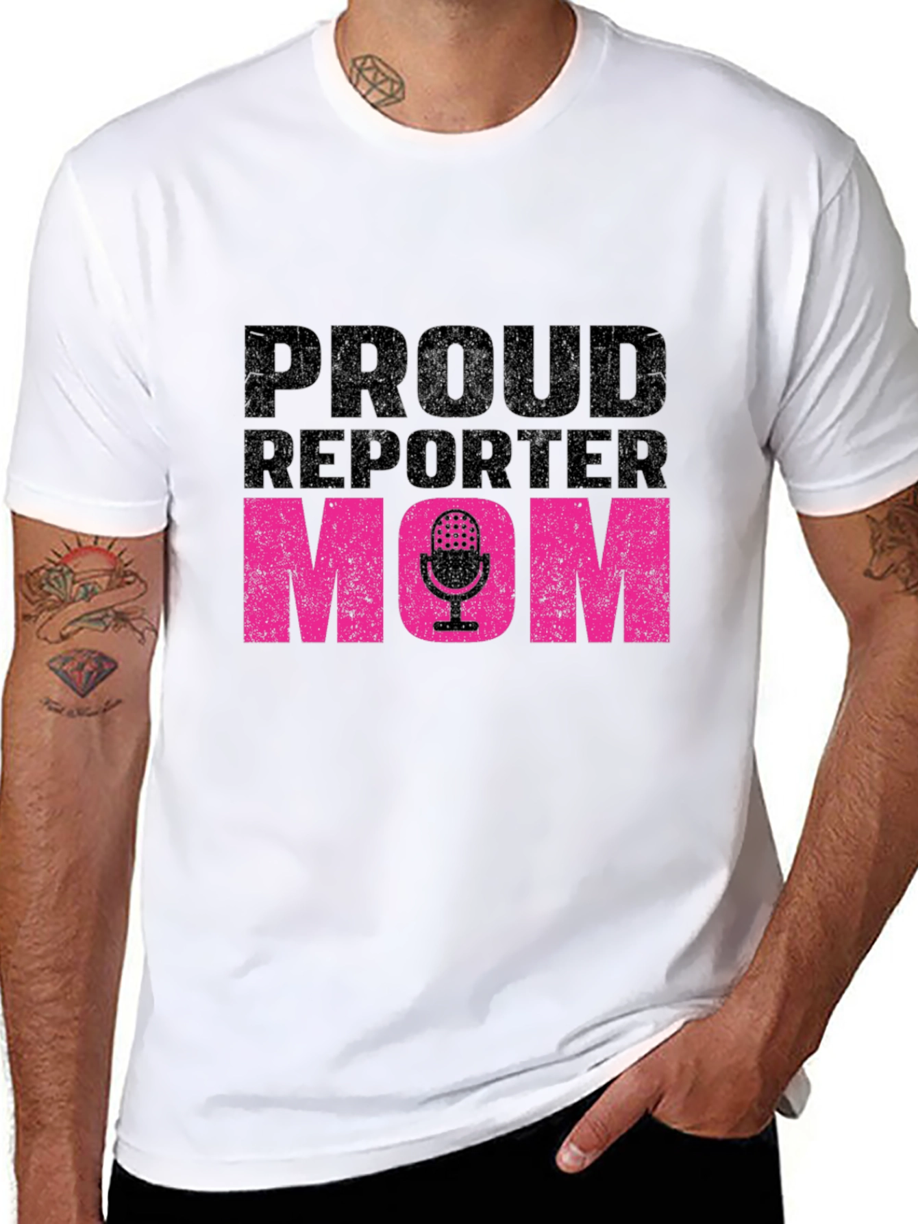 Proud Reporter Mom T-Shirt Black Crew Neck Tee