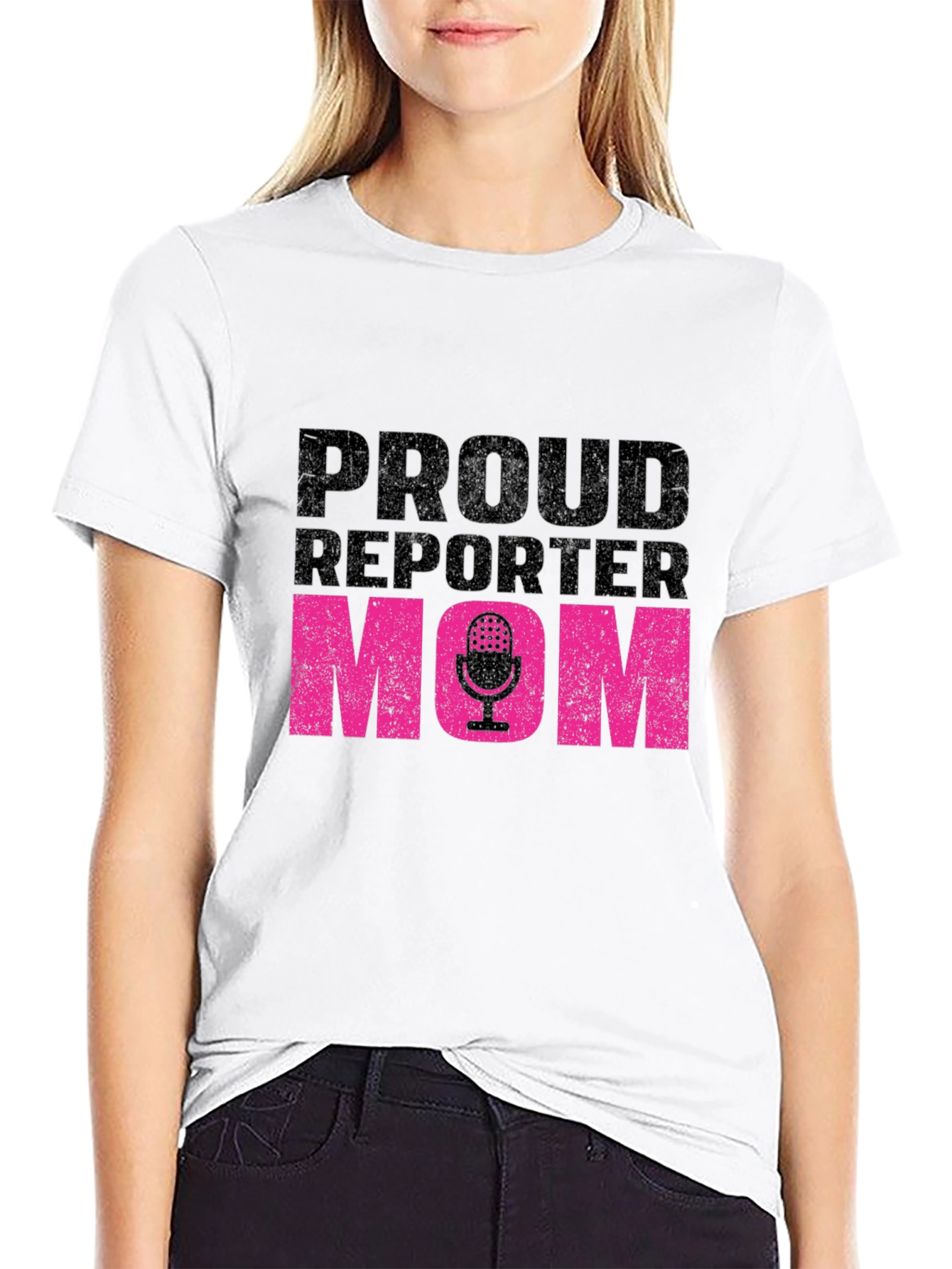 Proud Reporter Mom T-Shirt Black Crew Neck Tee