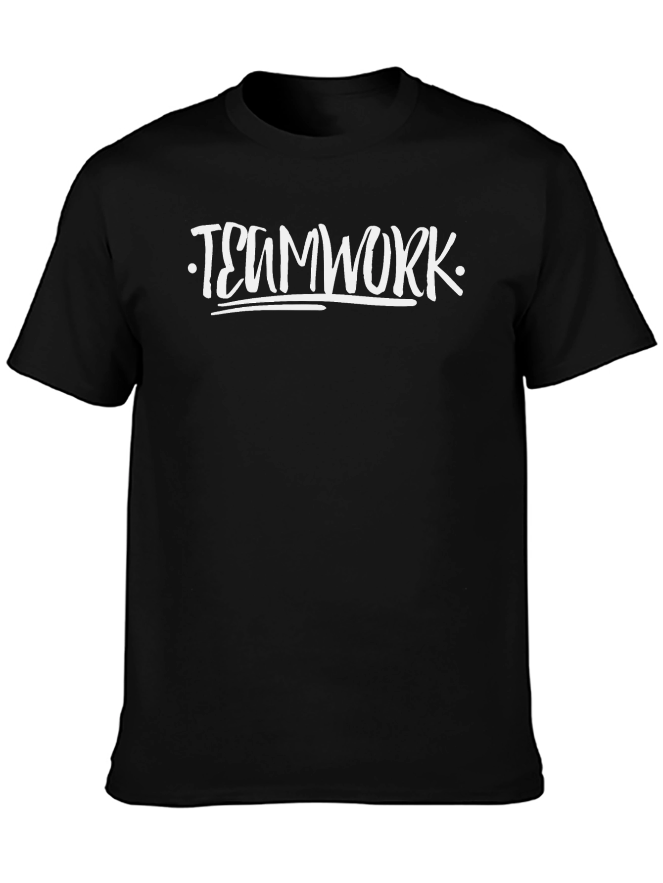 Teamwork T-Shirt Black Cotton Crew Neck Graphic Tee