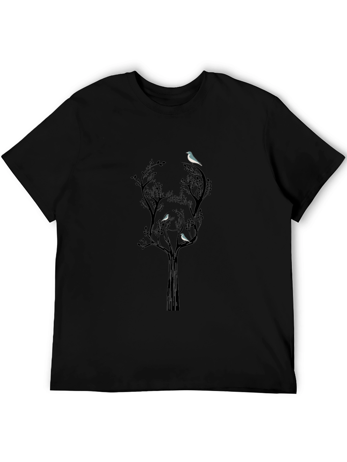 Bird Tree Graphic T-Shirt - Black