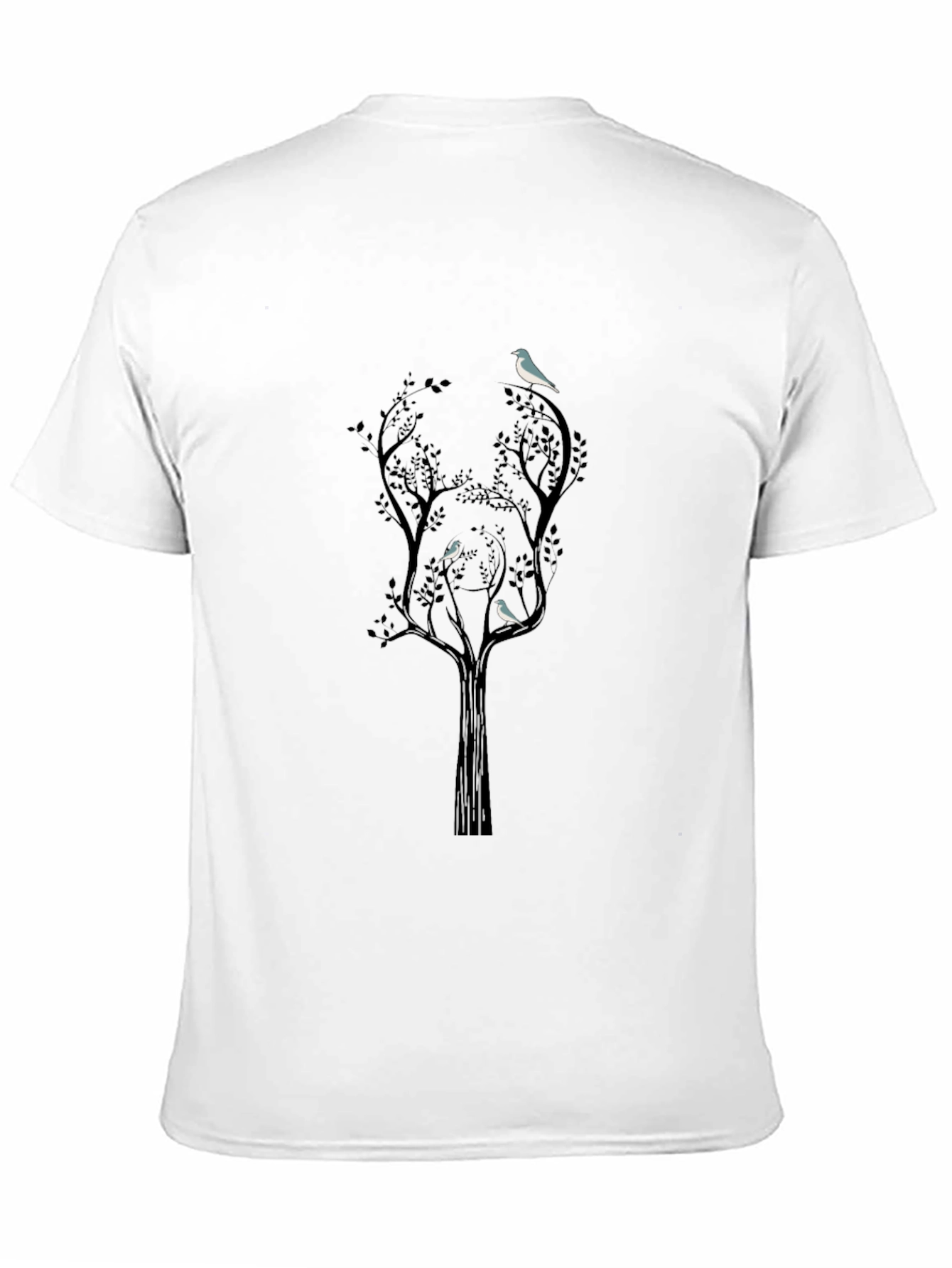 Bird Tree Graphic T-Shirt - Black