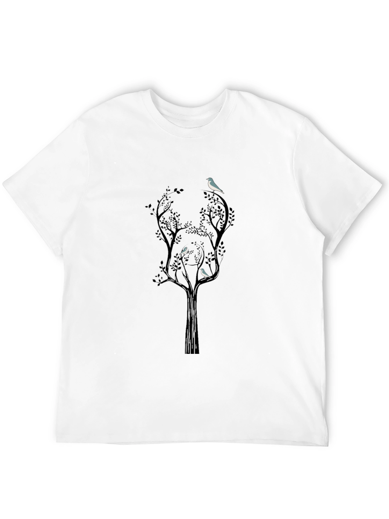 Bird Tree Graphic T-Shirt - Black
