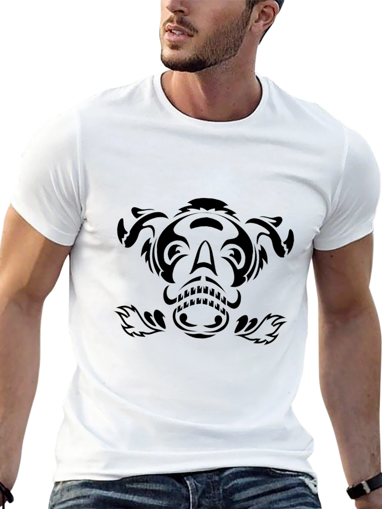 Tribal Animal Graphic Tee - Stylish Black Shirt