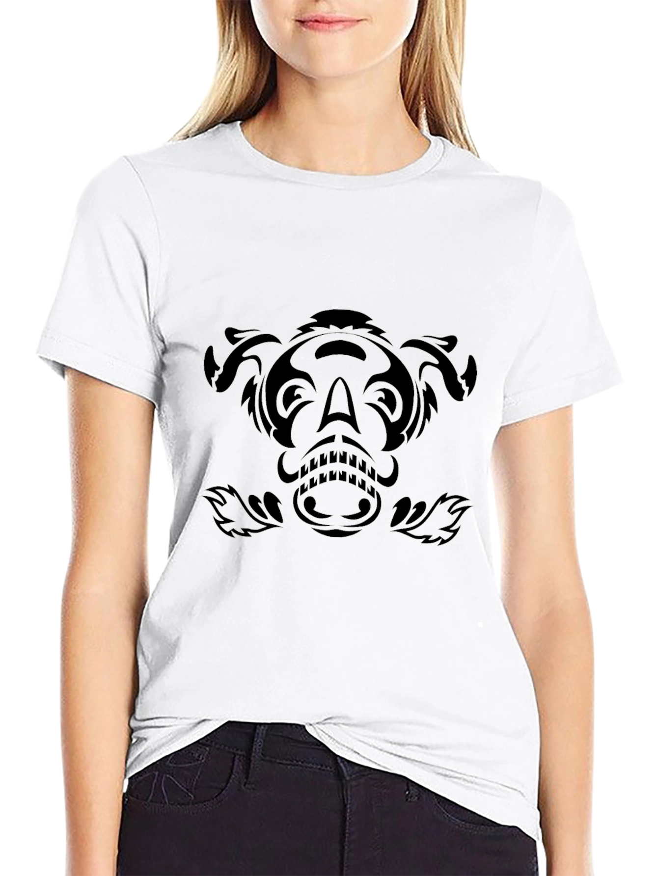Tribal Animal Graphic Tee - Stylish Black Shirt