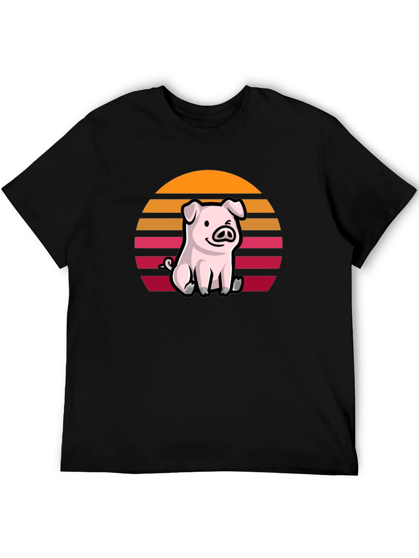 Cute Pig Sunset Graphic T-Shirt