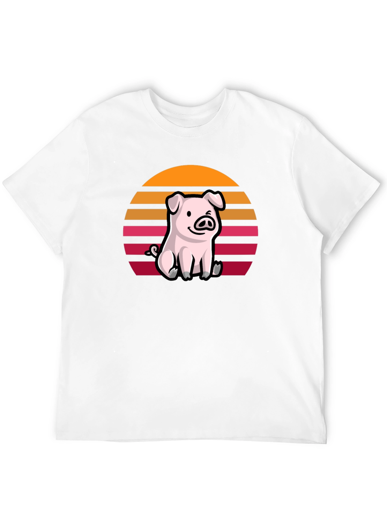 Cute Pig Sunset Graphic T-Shirt