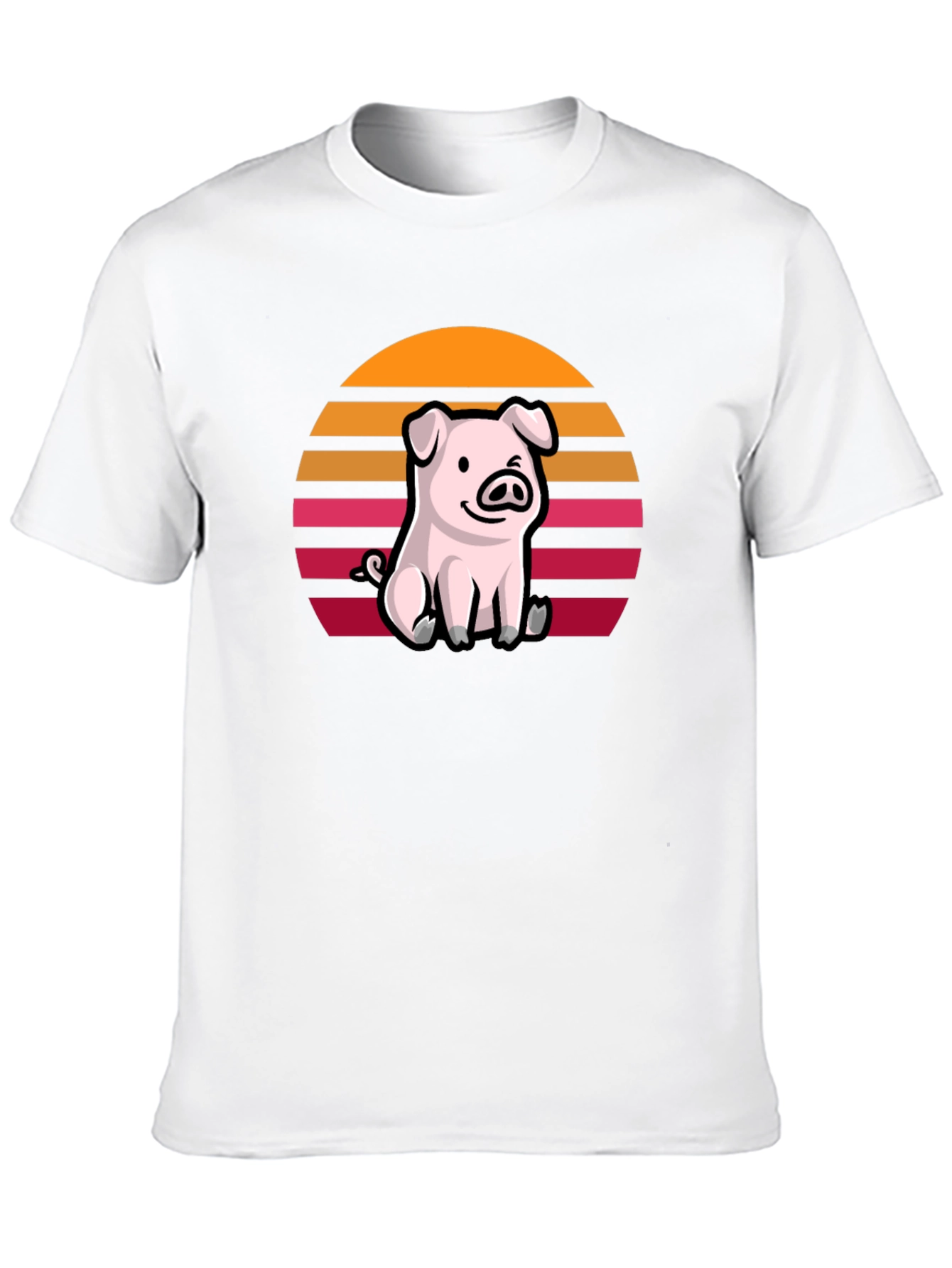 Cute Pig Sunset Graphic T-Shirt