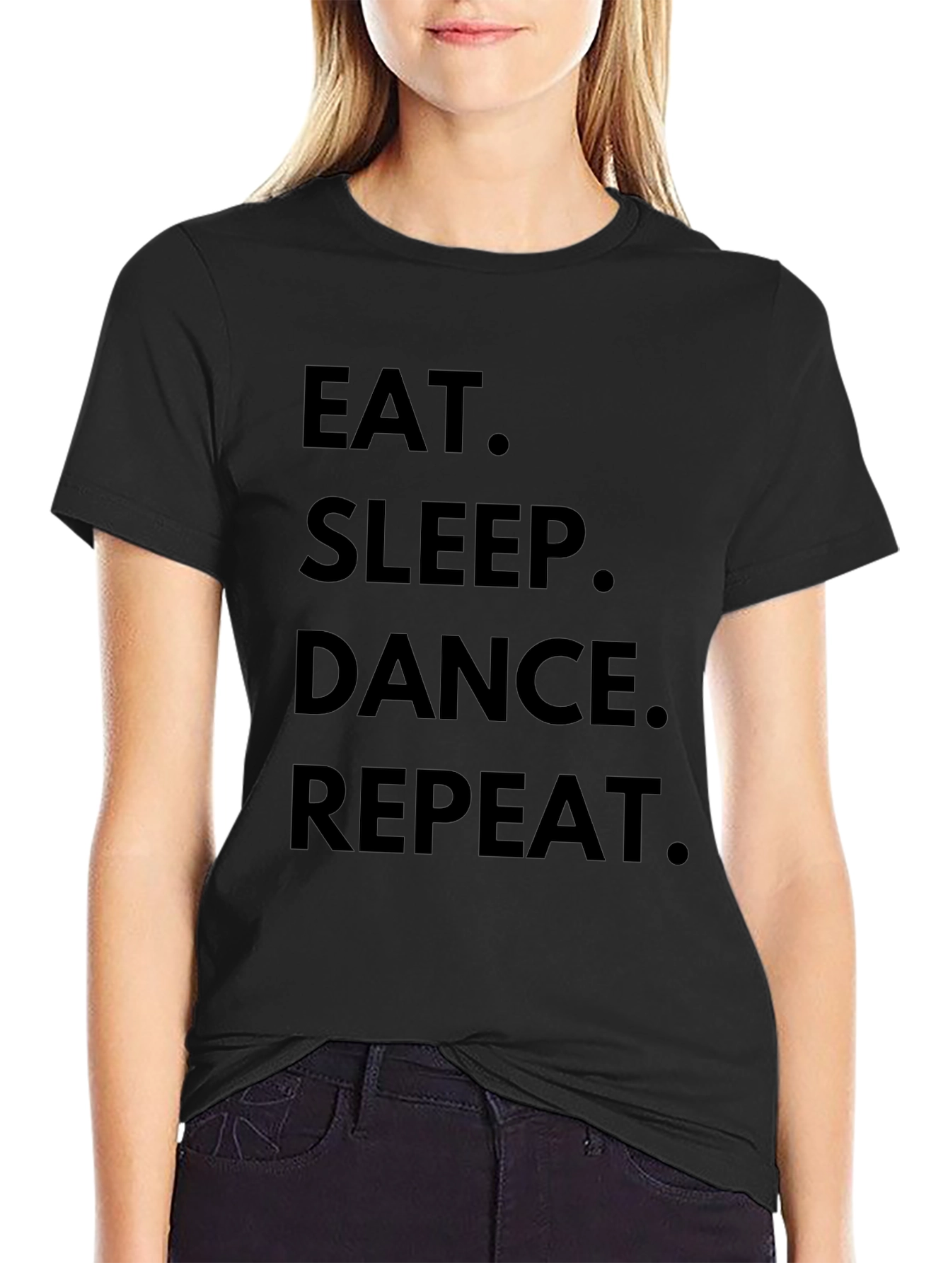 Eat Sleep Dance Repeat Black Graphic T-Shirt