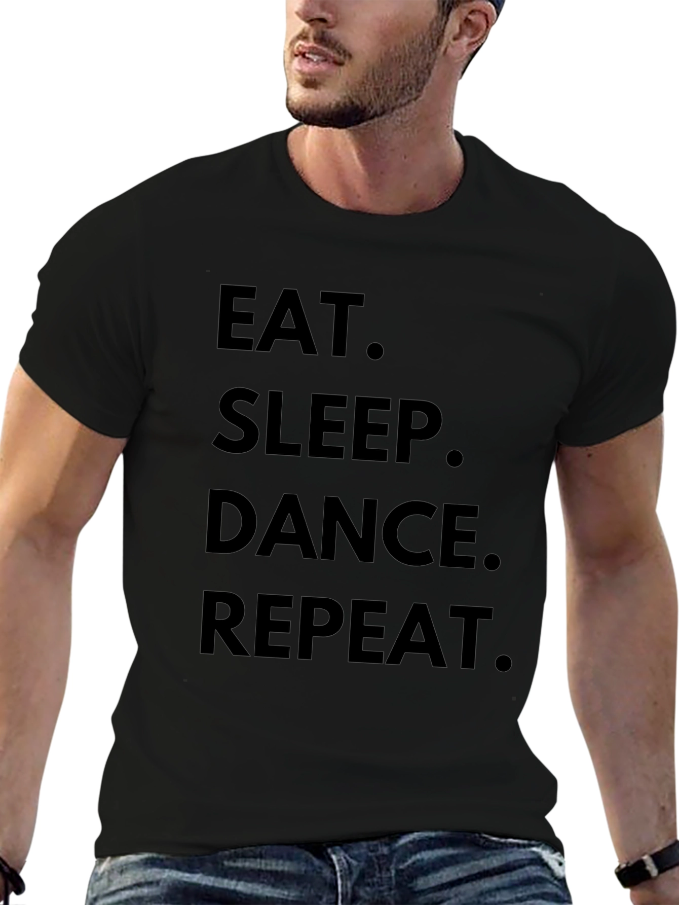 Eat Sleep Dance Repeat Black Graphic T-Shirt