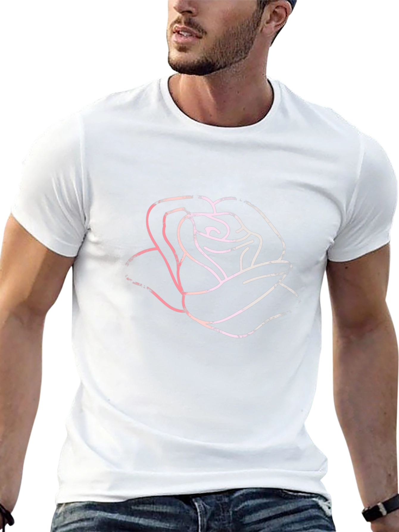 Rose Graphic Tee - Stylish Black Cotton T-Shirt